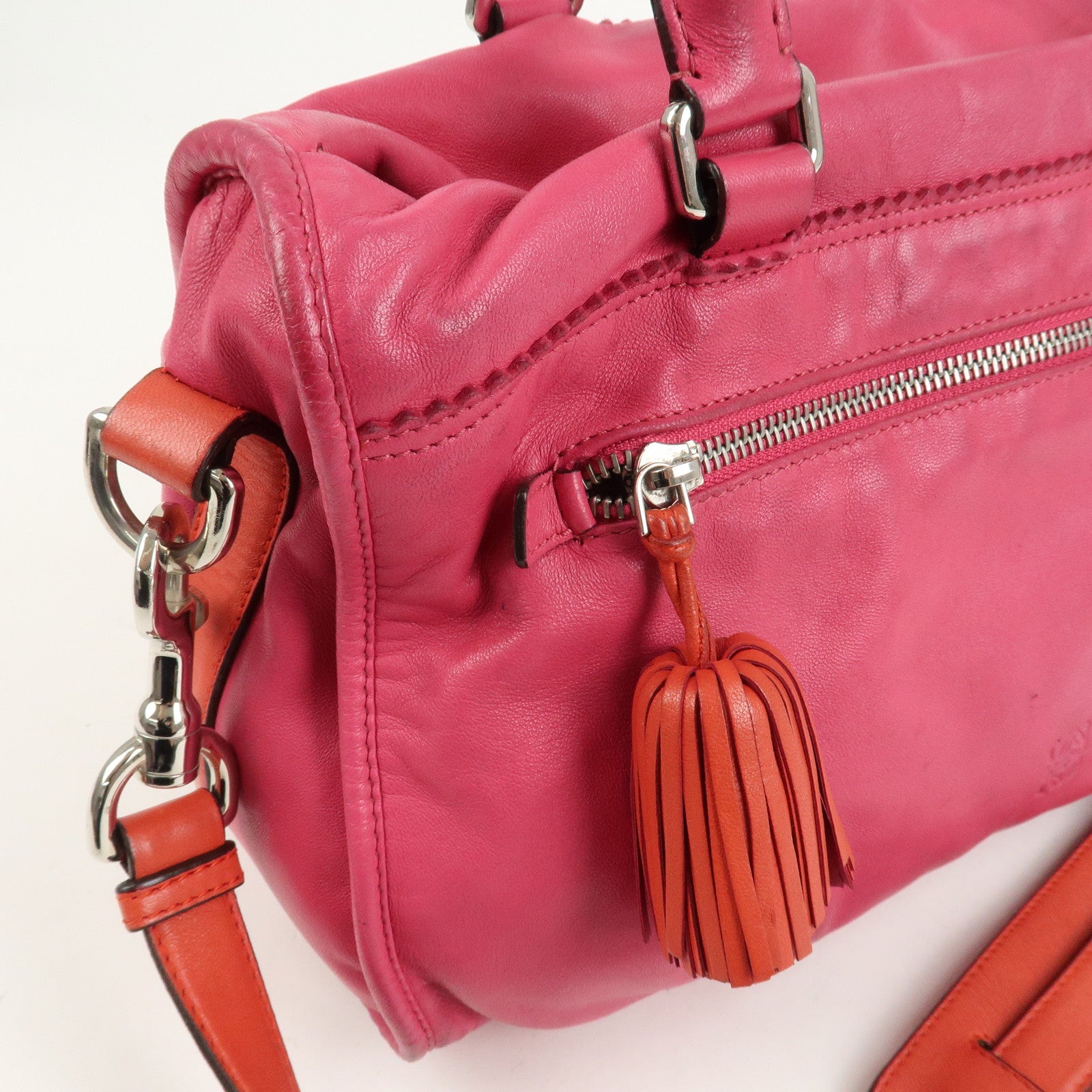 LOEWE Seville Anagram Nappa Leather 2Way Shoulder Hand Bag Pink