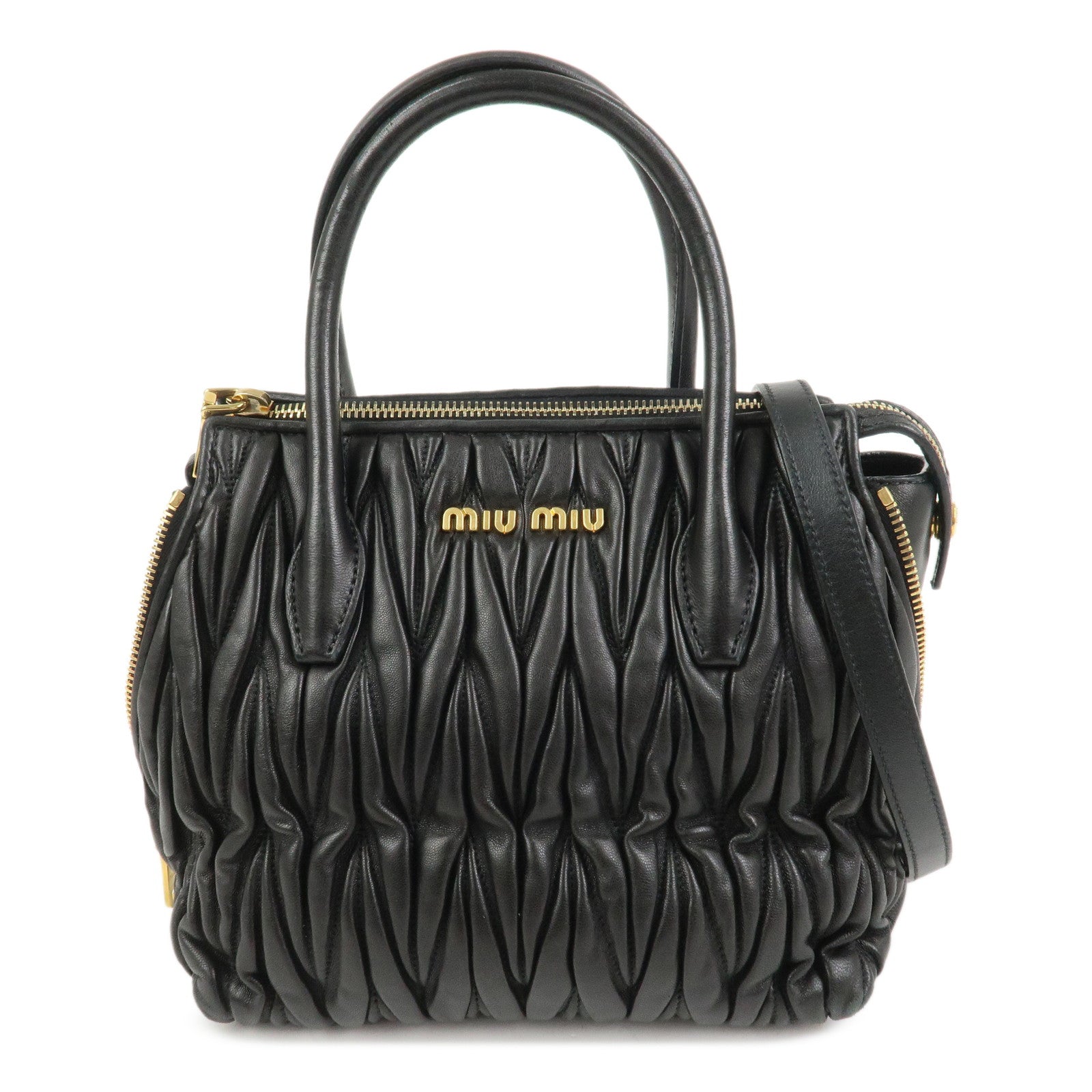 MIU MIU Matelasse Leather 2Way Bag Hand Bag Shoulder Bag 5BA003