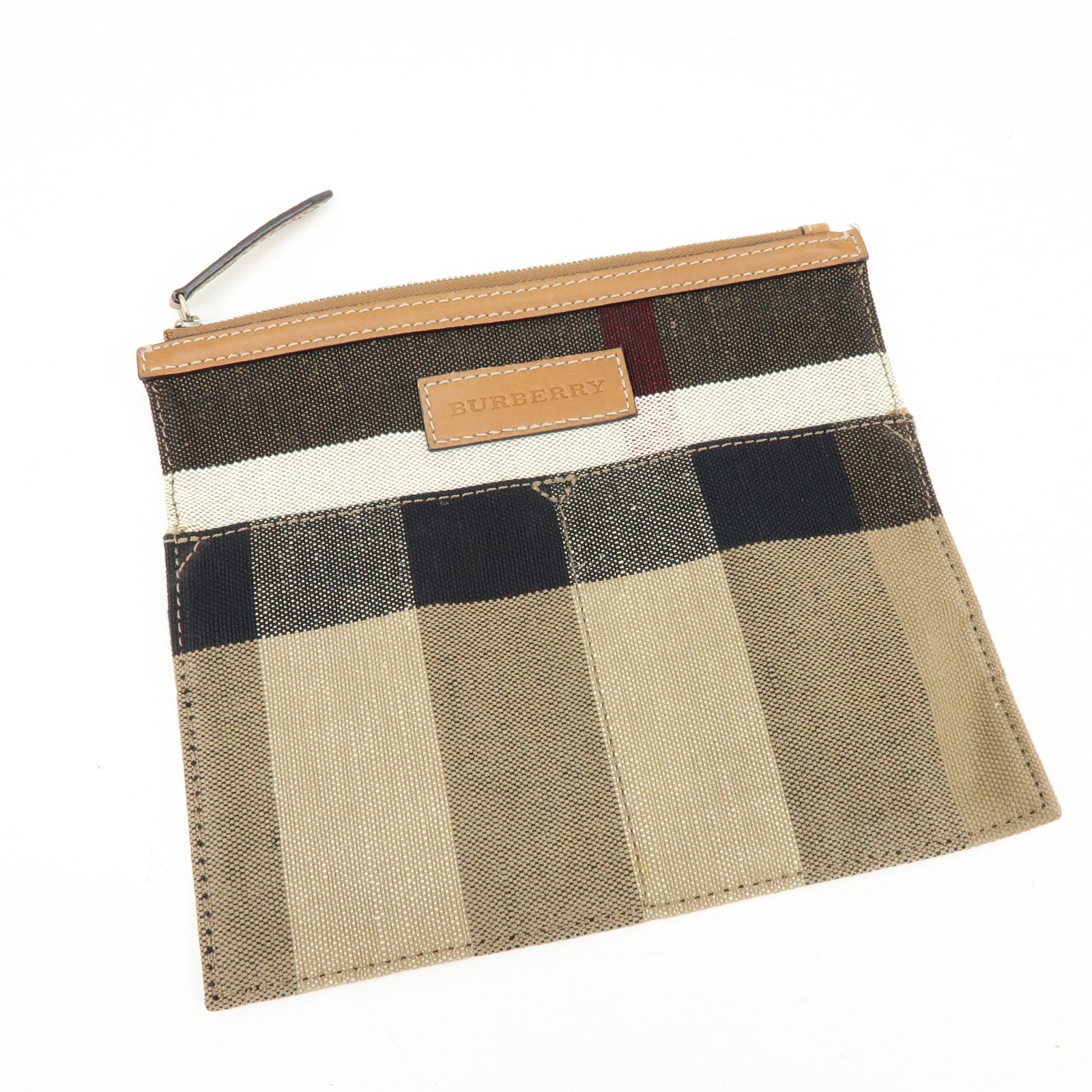 Burberry Nova Plaid Canvas Leather 2Way Shoulder Bag Beige Brown