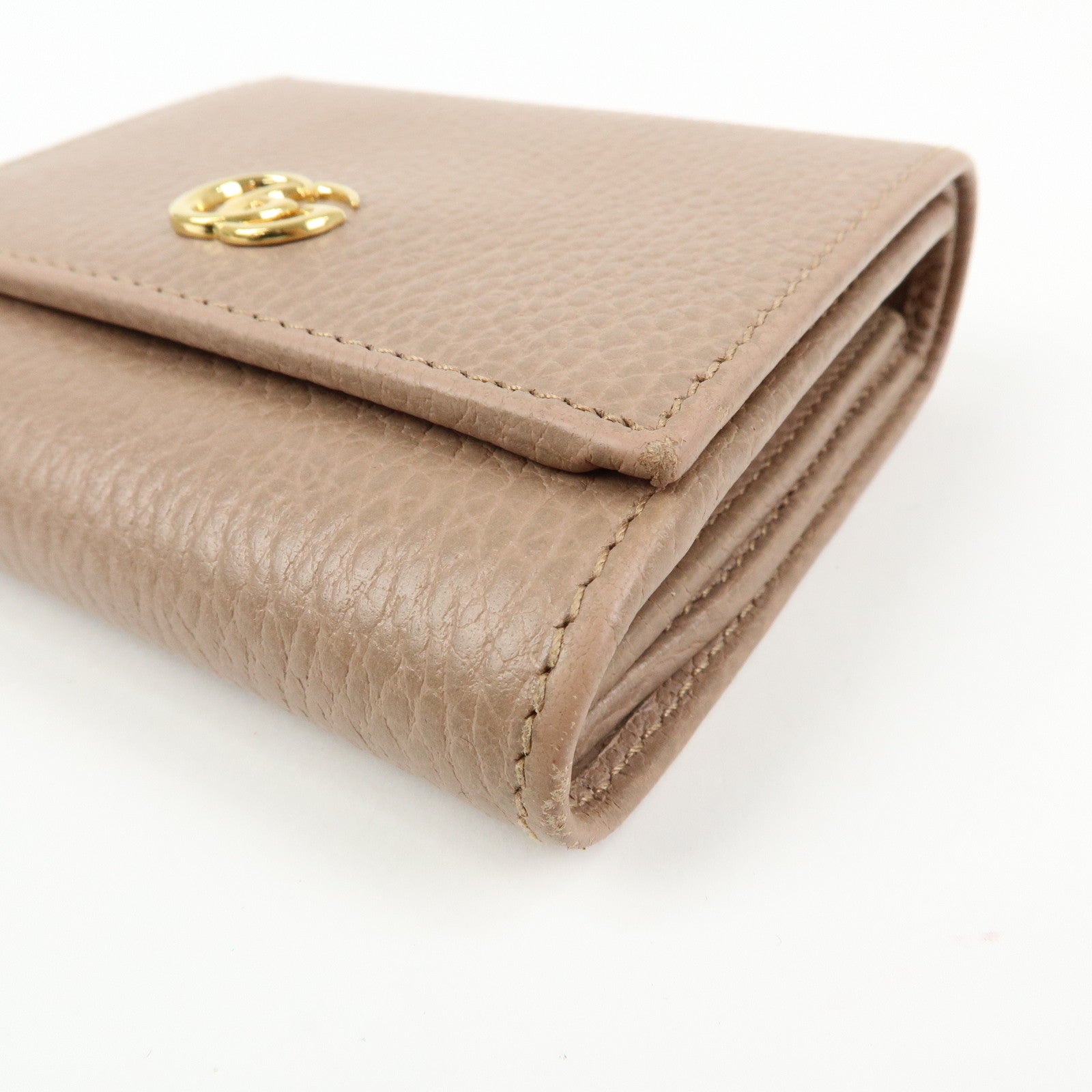 GUCCI GG Marmont Leather Compact Wallet Pink Beige 59858