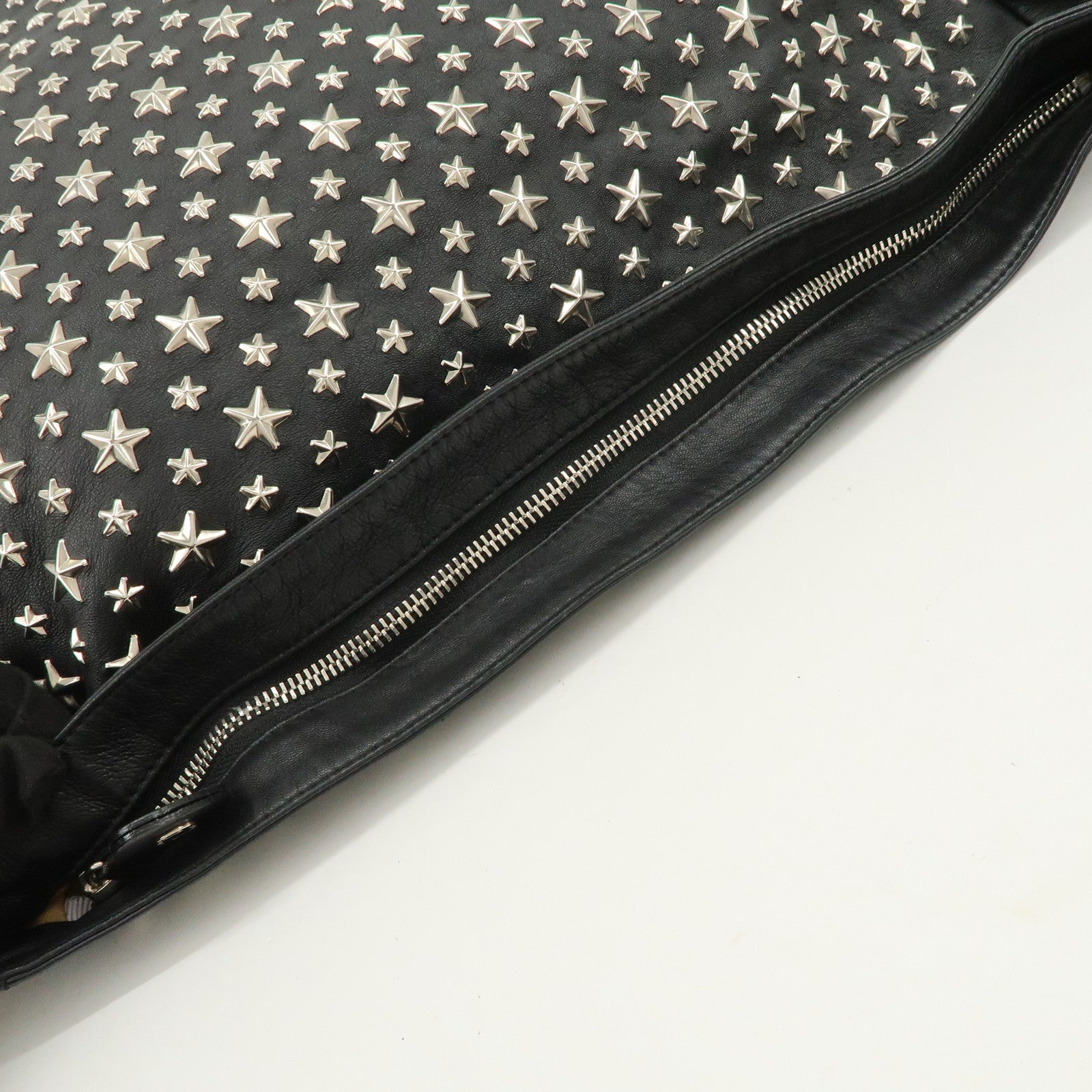 JIMMY CHOO Sky Bag Studs Leather Shoulder Bag Black