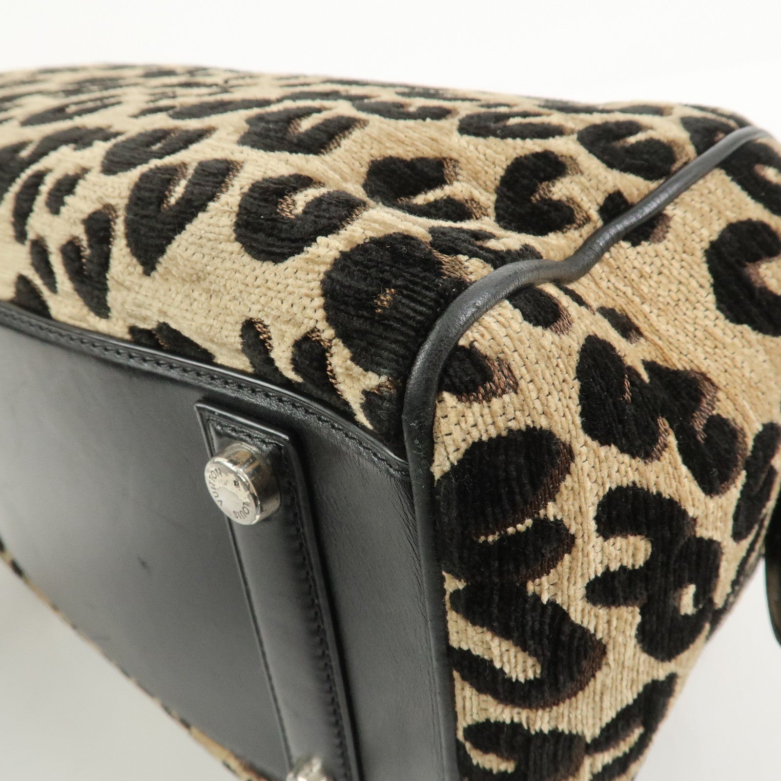 Louis Vuitton Speedy PM Leopard Corduroy Leather Hand Bag M97396