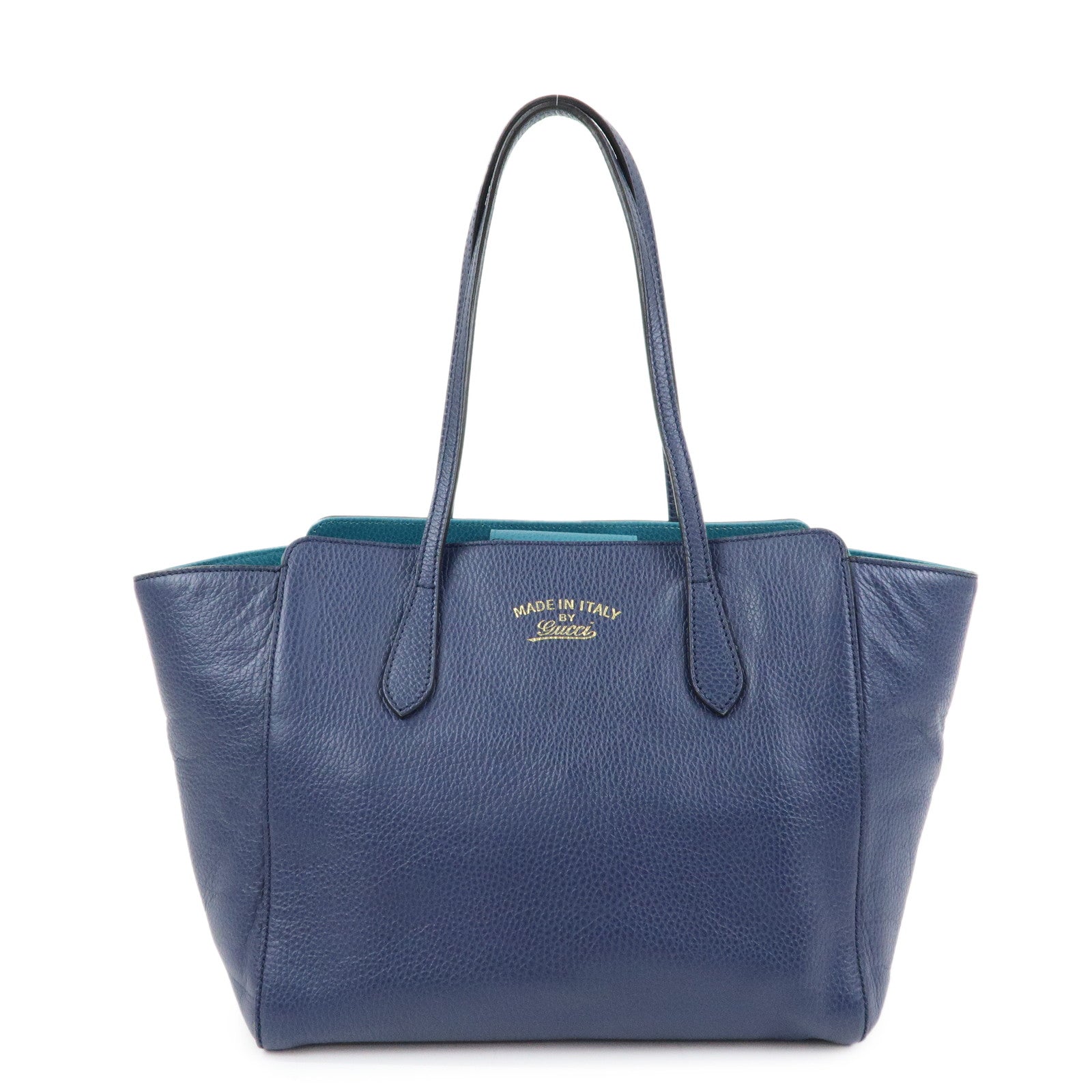 GUCCI Swing Calf Leather Shoulder Bag Tote Bag Blue 354408