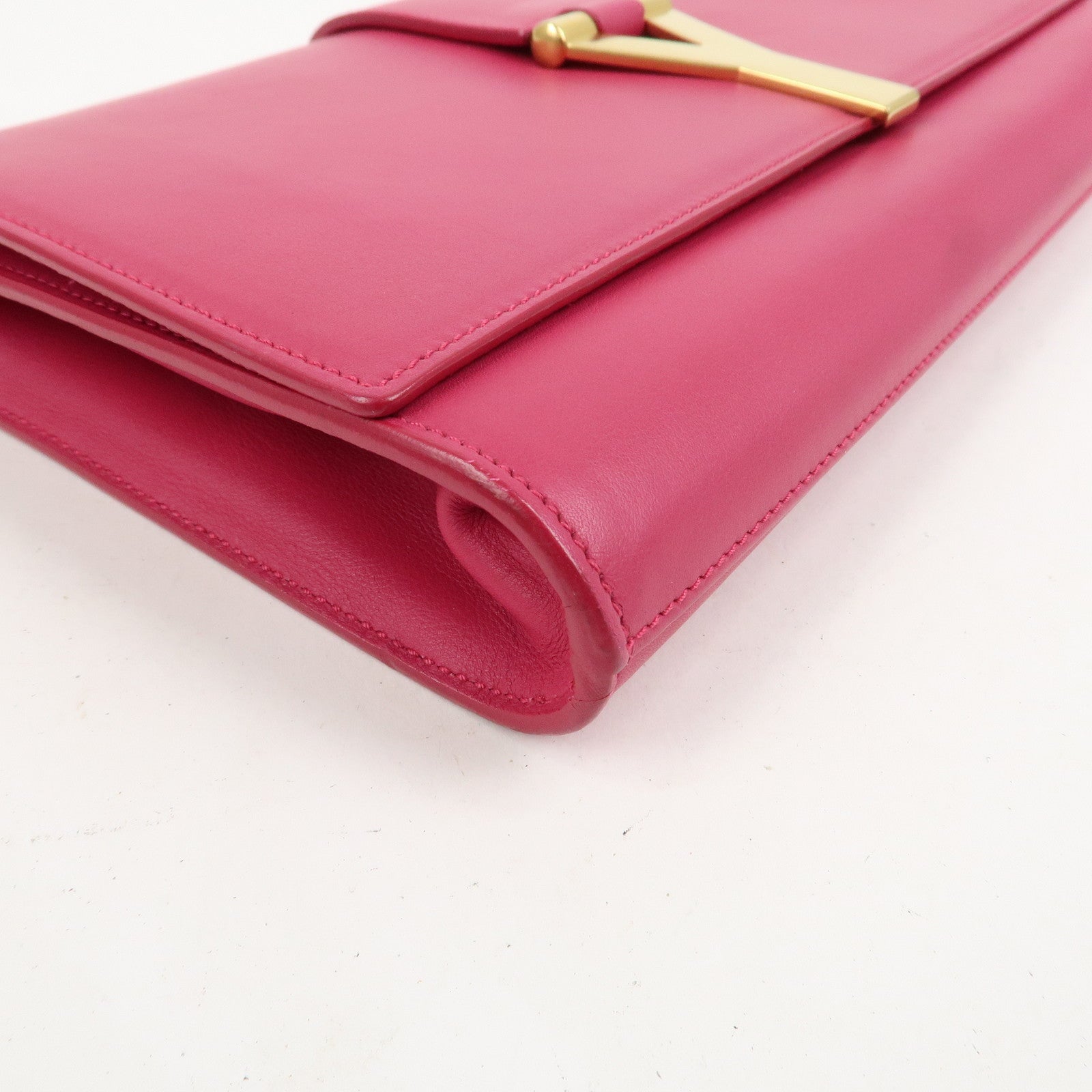 SAINT LAURENT PARIS Leather Clutch Bag Y Line Pink 311213