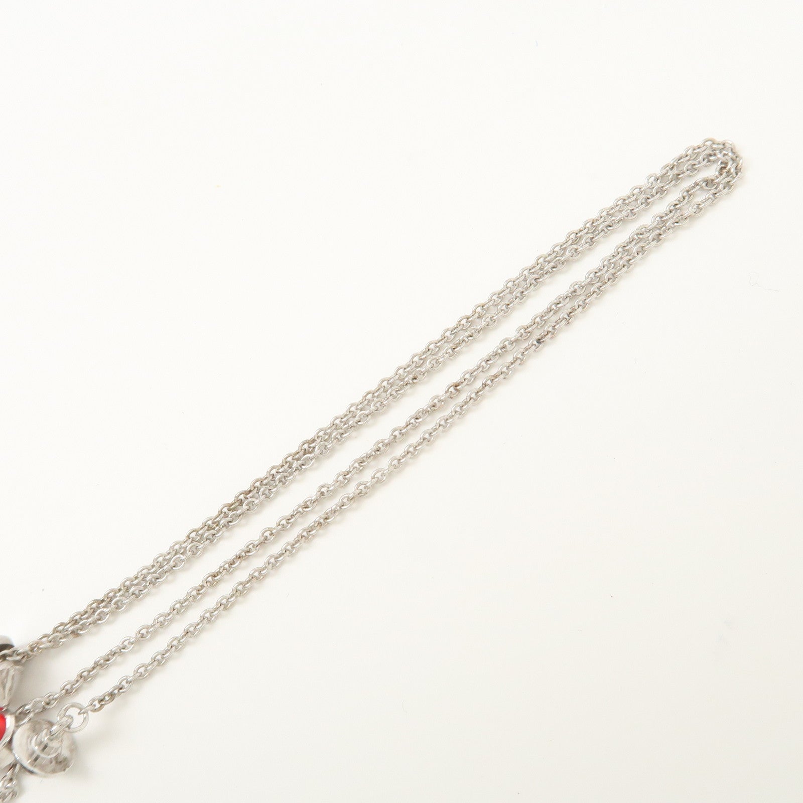 GUCCI SV925 Rhinestone Necklace Heart Silver Red 325871