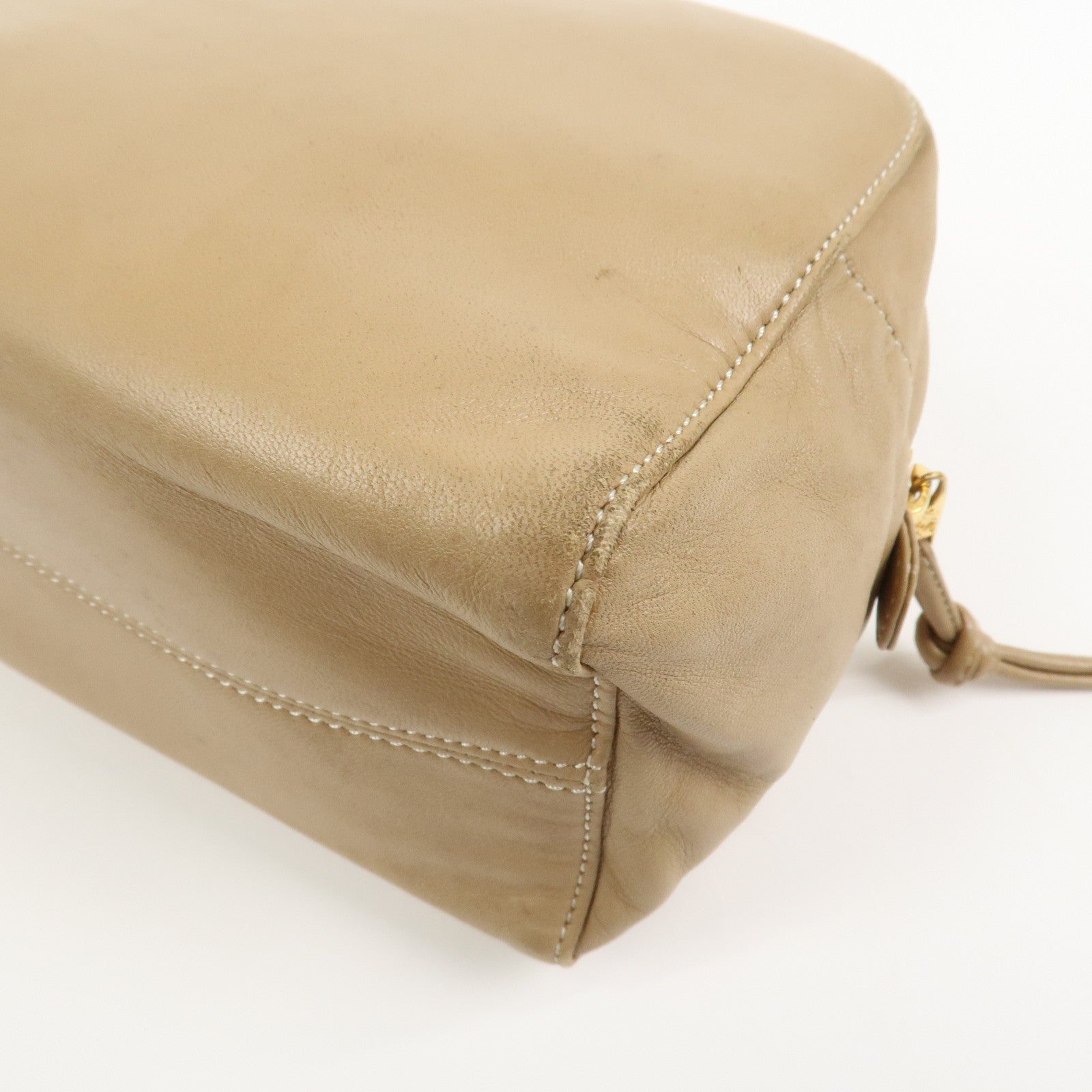 LOEWE Anagram Logo Nappa Leather Hand Bag Mini Boston Bag Beige