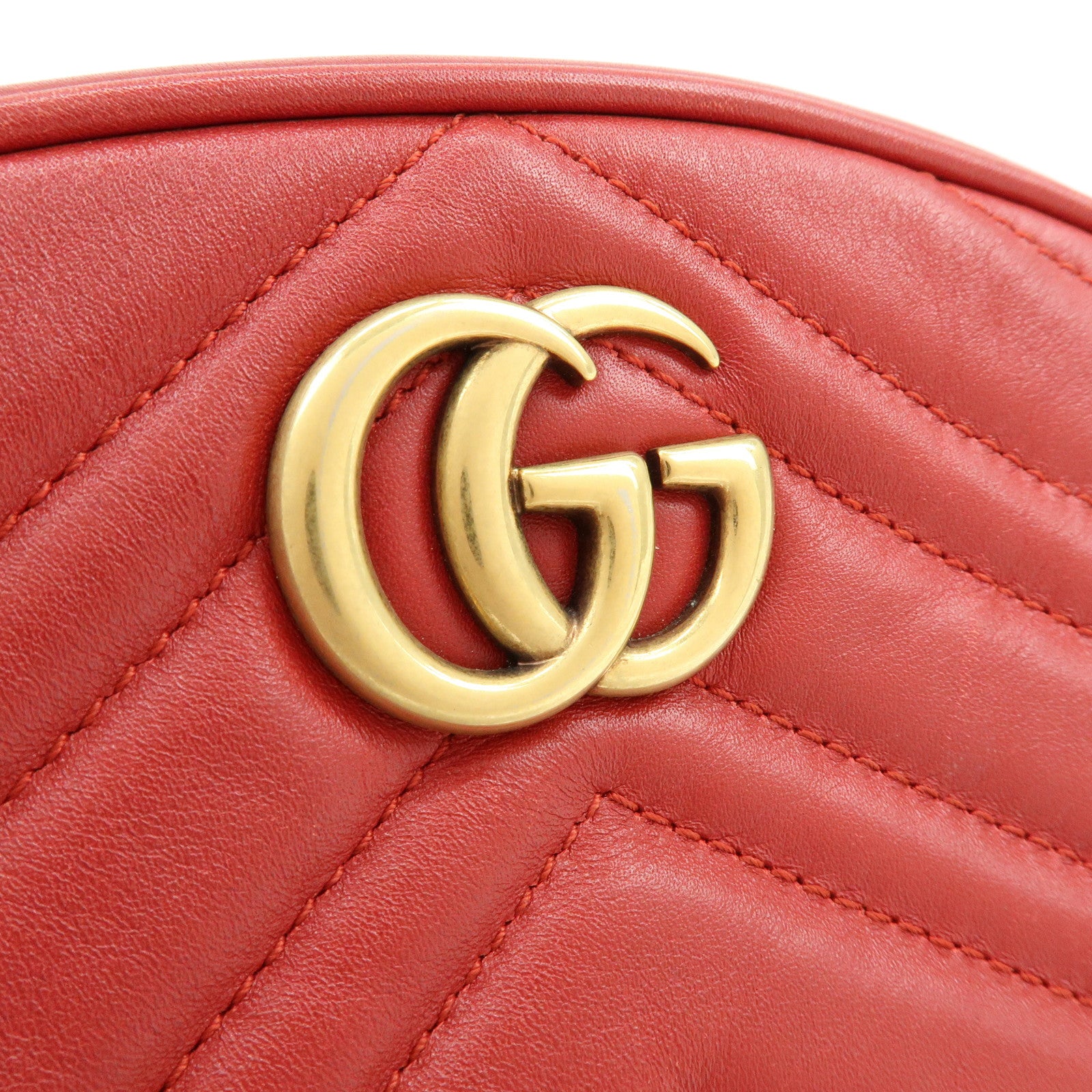 GUCCI GG Marmont Leather Waist Pouch Body Bag Red 476434