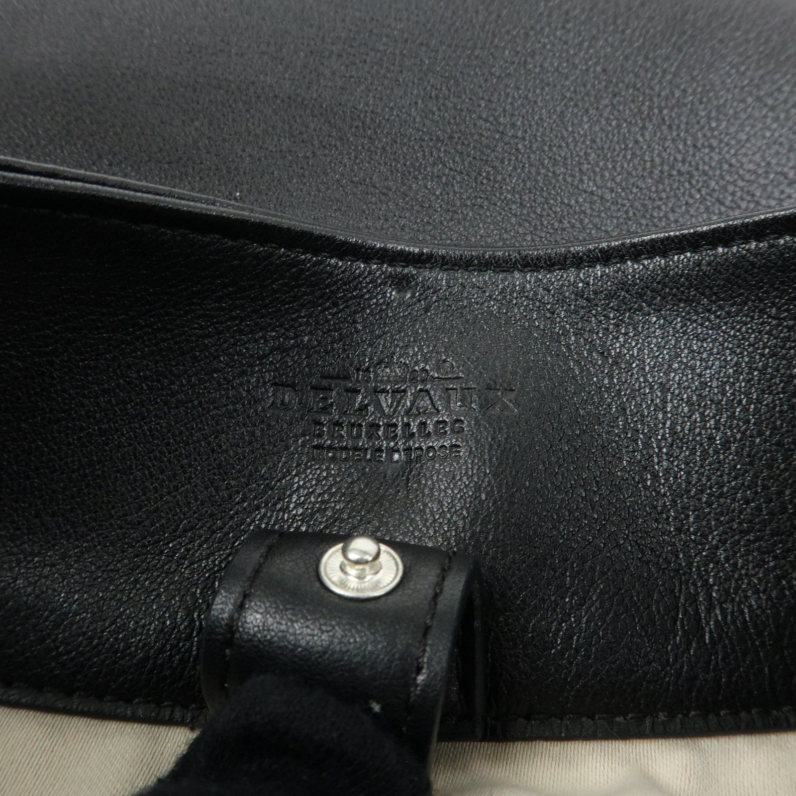 DELVAUX Louise Leather Shoulder Bag Hand Bag Black