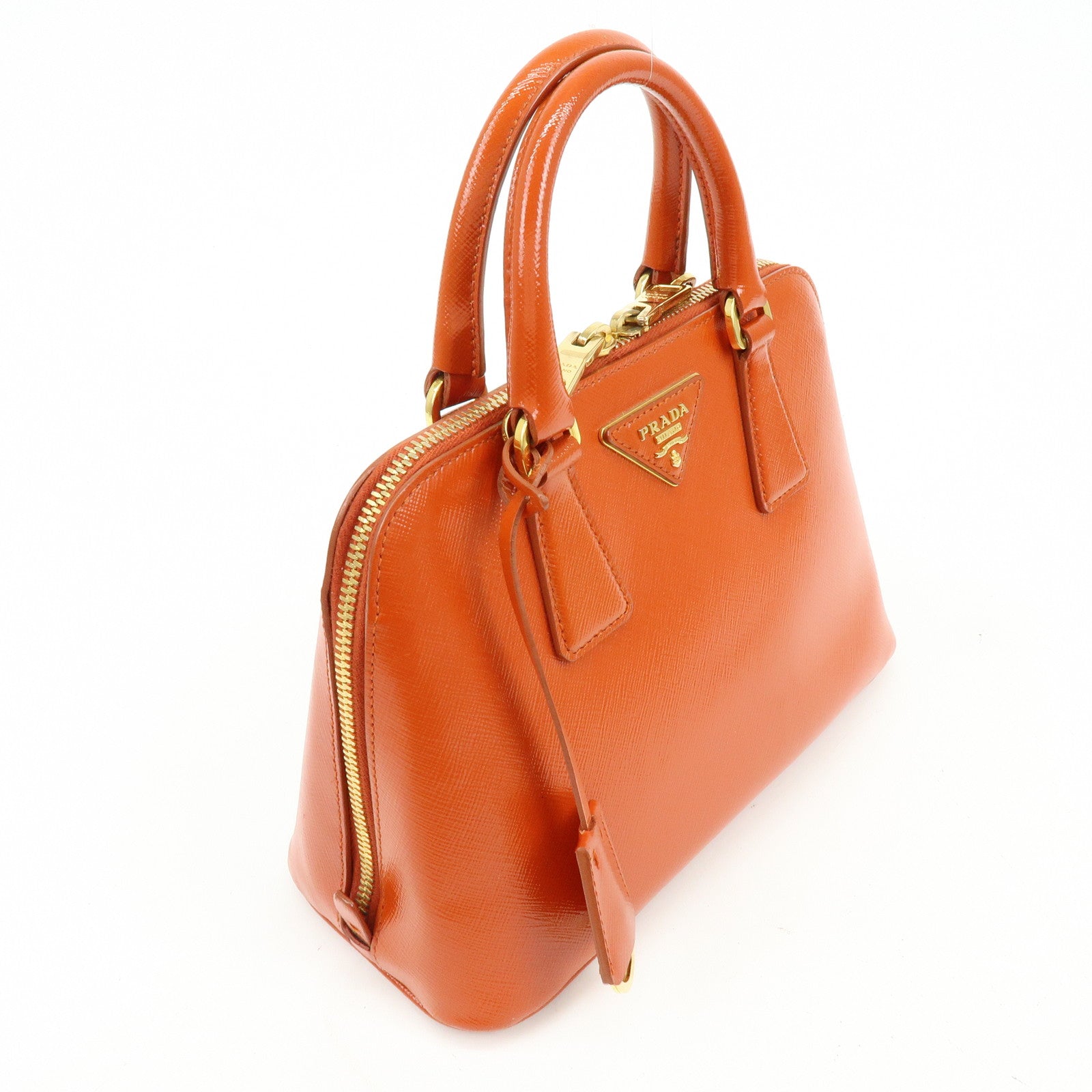 PRADA Triangle Logo Patent Leather 2Way Hand Shoulder Bag BL0838