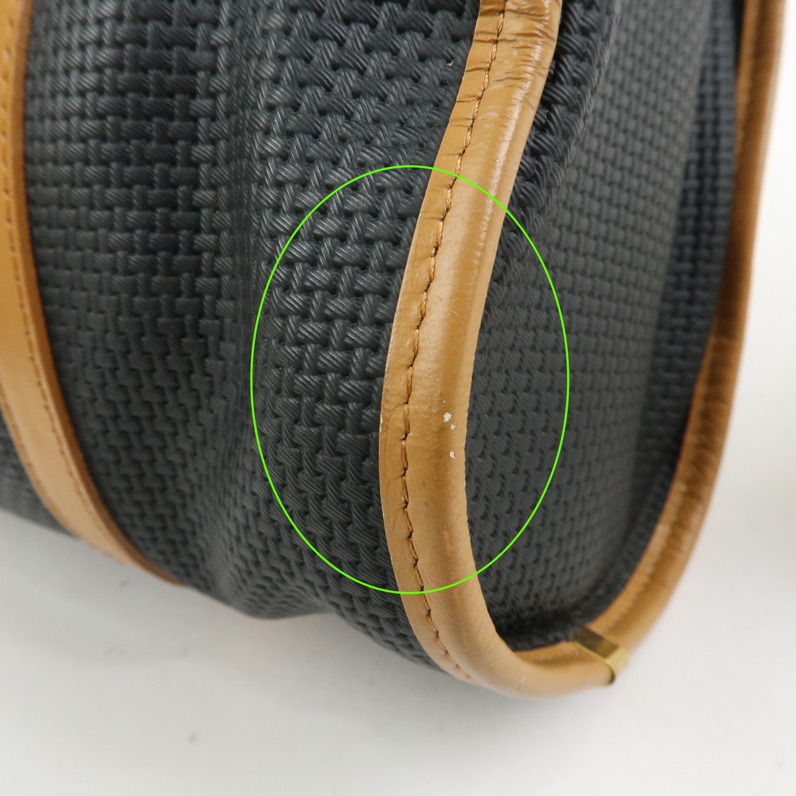 SAINT LAURENT PARIS PVC Leather Mini Boston Bag Hand Bag Navy Camel