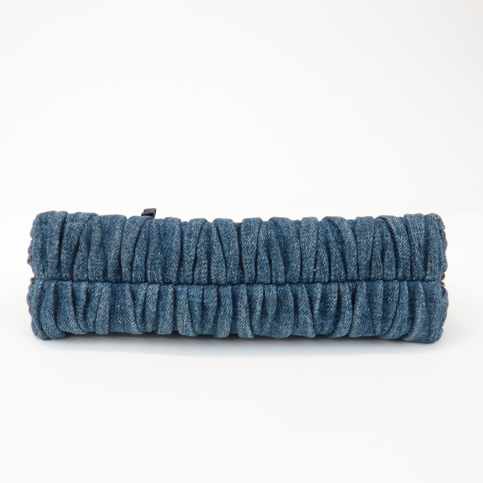MIU MIU Matelasse Denim Leather Clutch Bag Wrist Bag Blue 5NE001
