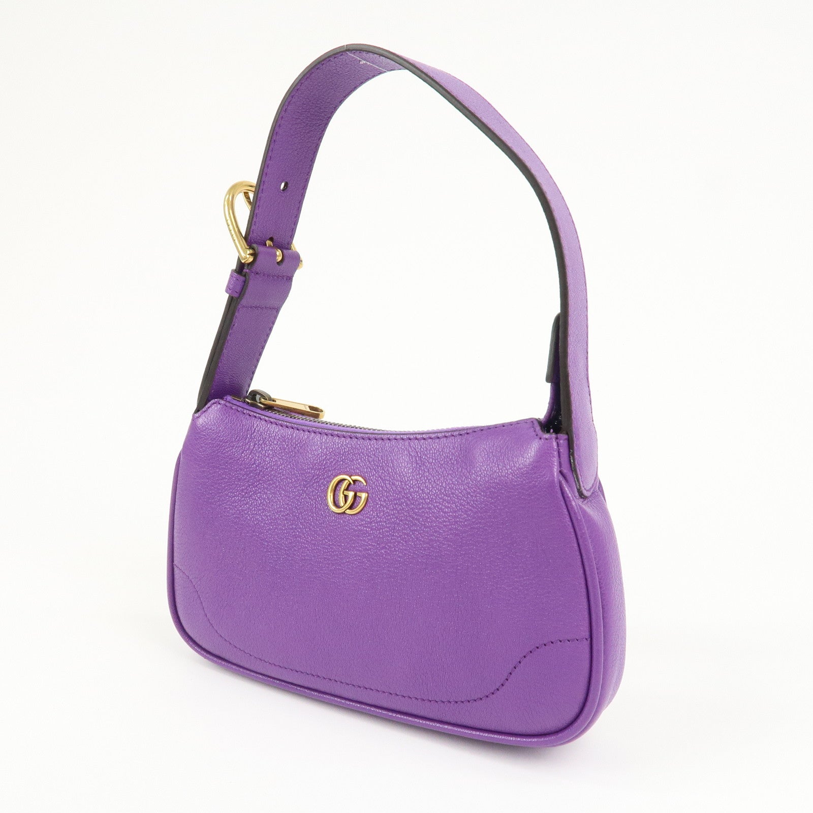 GUCCI GG Marmont Aphrodite Leather Small Hand Bag Purple 739076