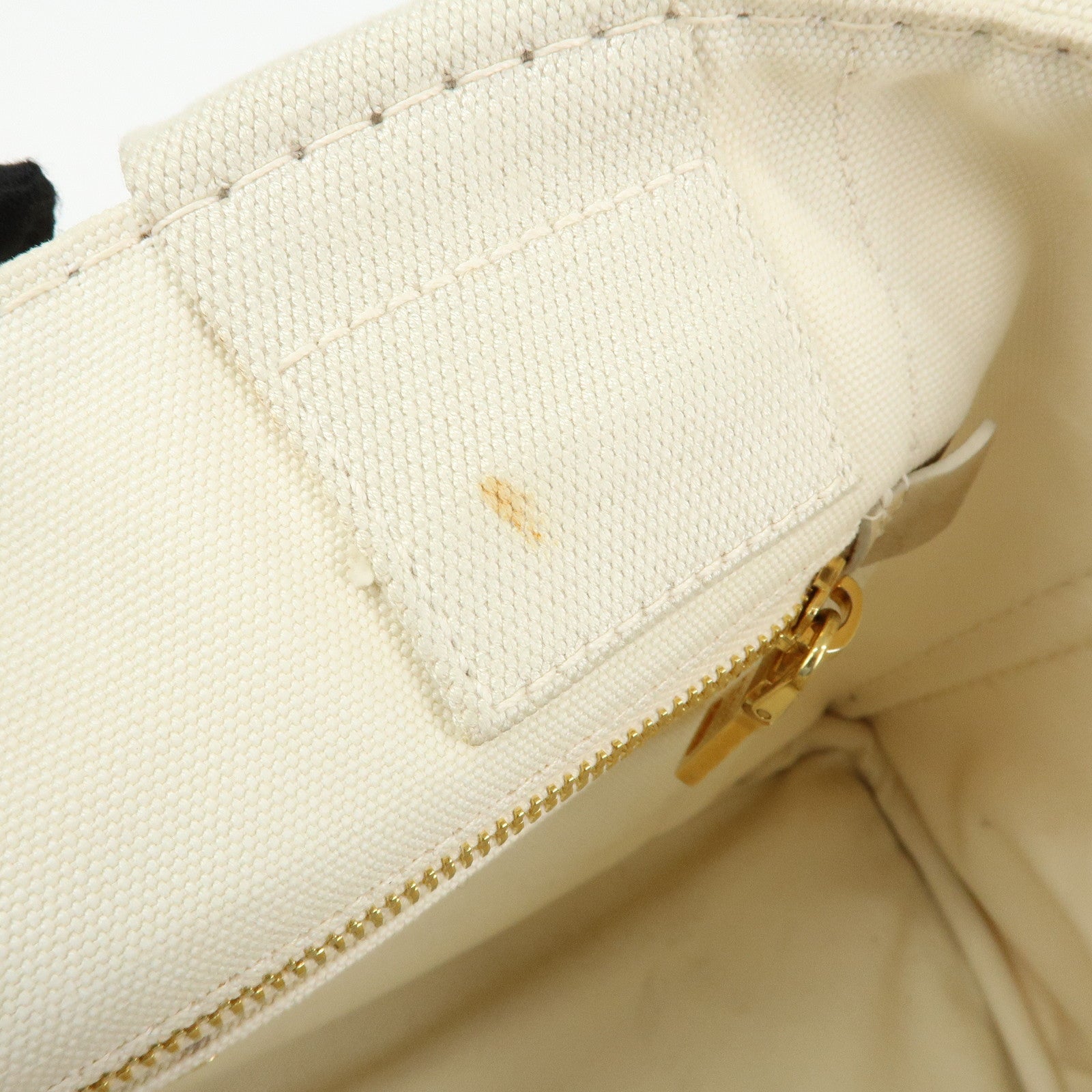 PRADA Canapa Large Triangle Logo Tote Hand Bag Ivory BN1872