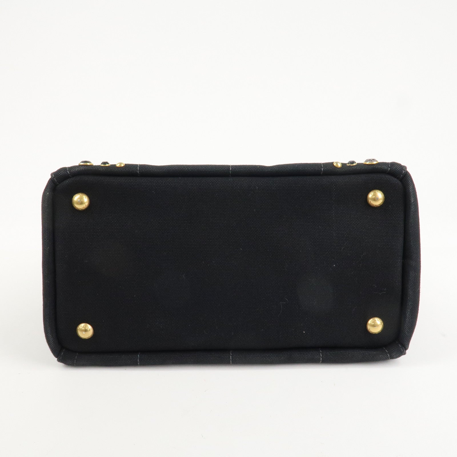 PRADA Canapa Mini Canvas 2Way Hand Bag Tote Bag Black 1BG439 Used