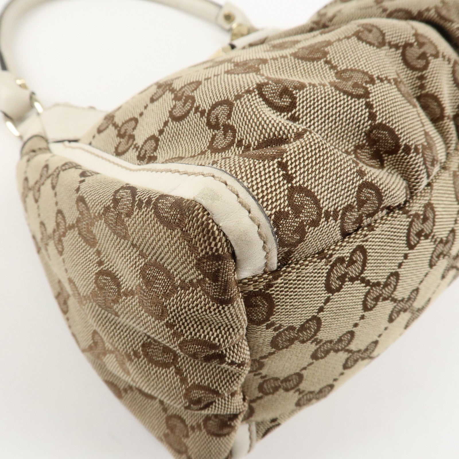 GUCCI Abbey GG Canvas Leather Shoulder Bag Beige 190525 Used