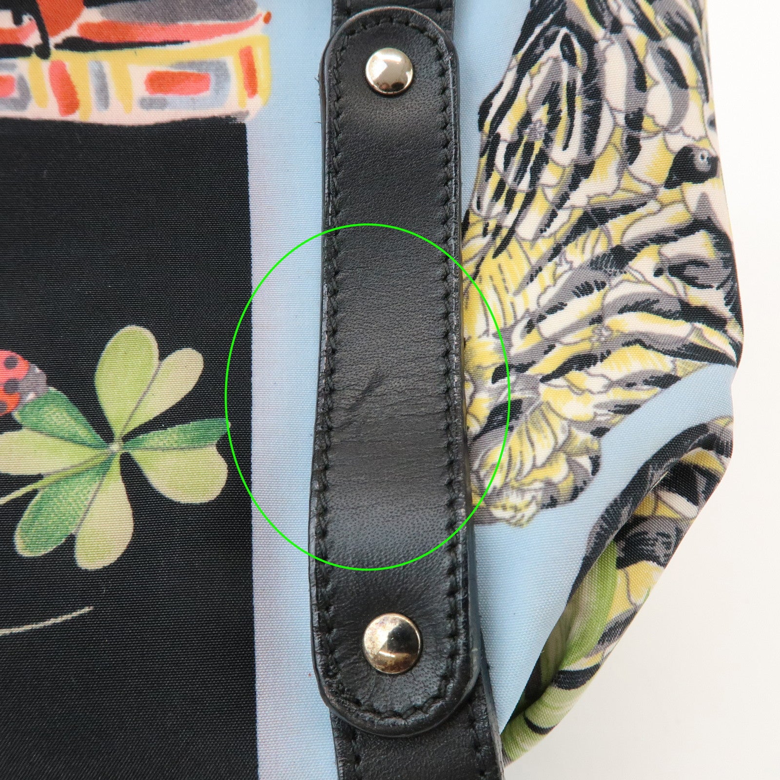 Ferragamo Nylon Leather Shoulder Bag Black Multicolor Animal