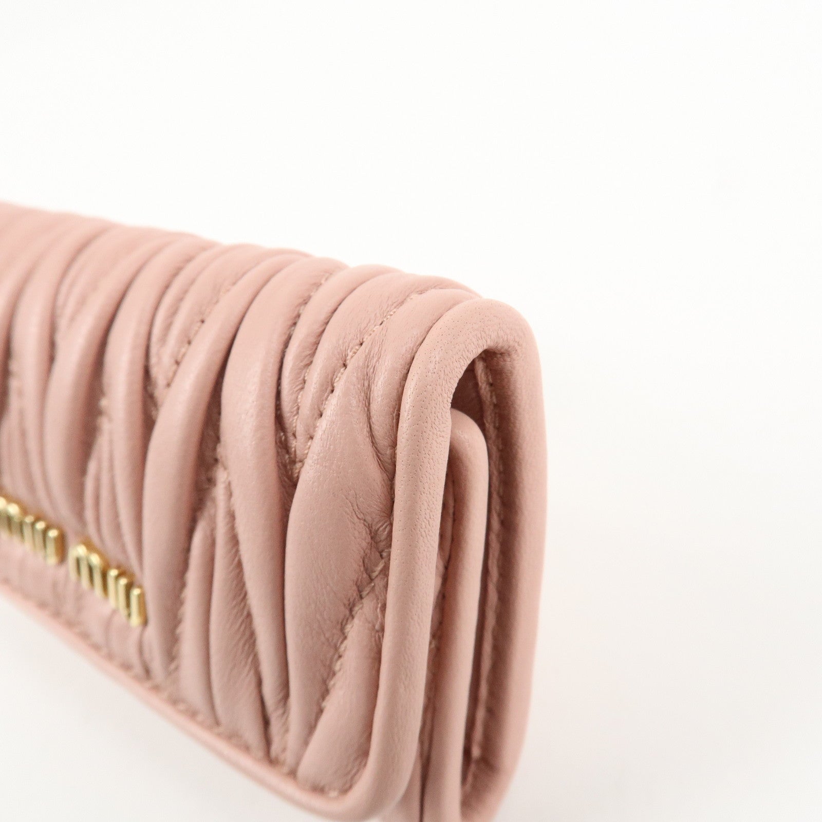 MIU MIU Matelasse Leather Key Case 6 Key Rings Pink 5PG222 Used