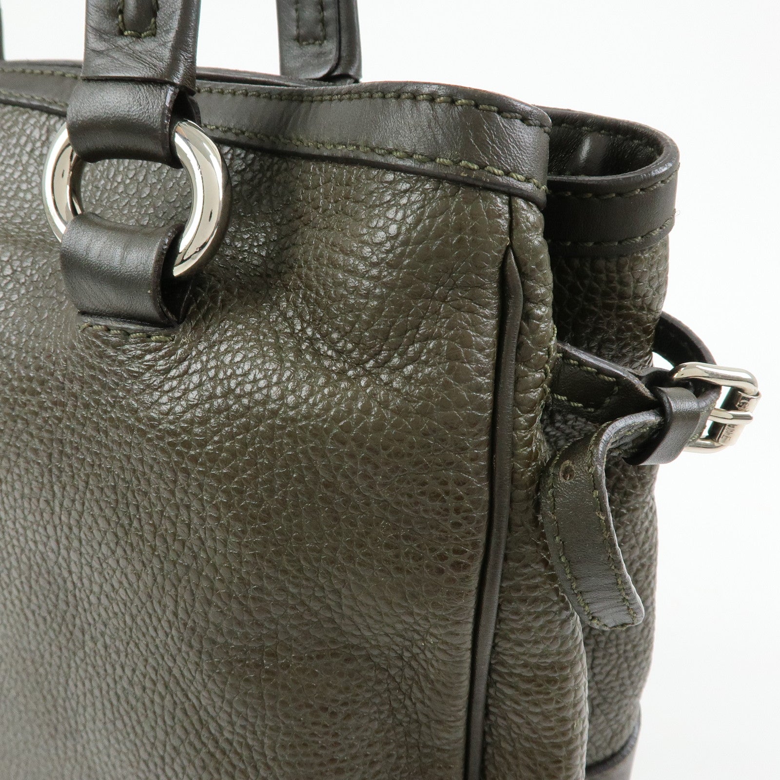 CELINE Logo Leather Tote Bag Shoulder Bag Brown