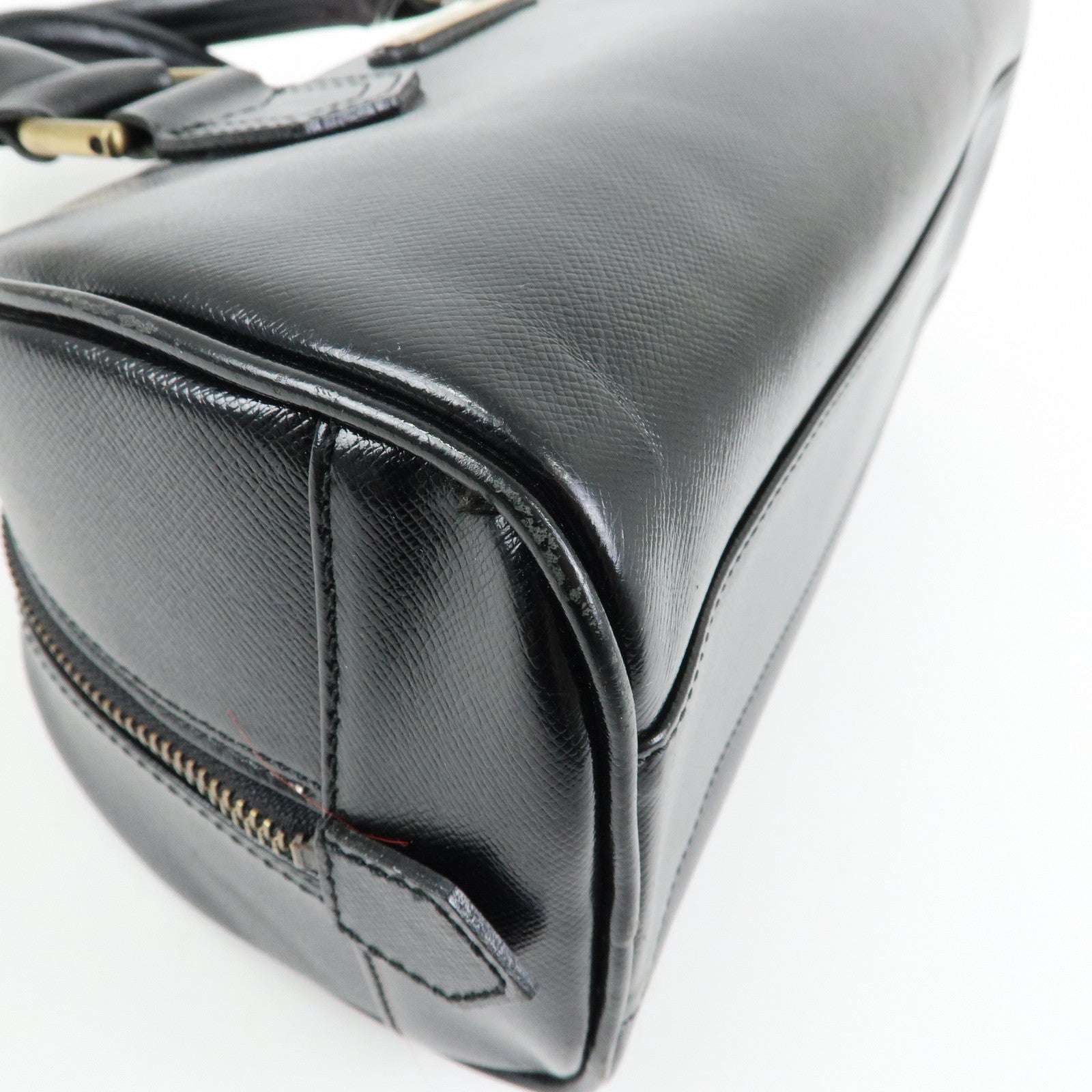 BURBERRY Leather Mini Boston Bag Hand Bag Tote Bag Black