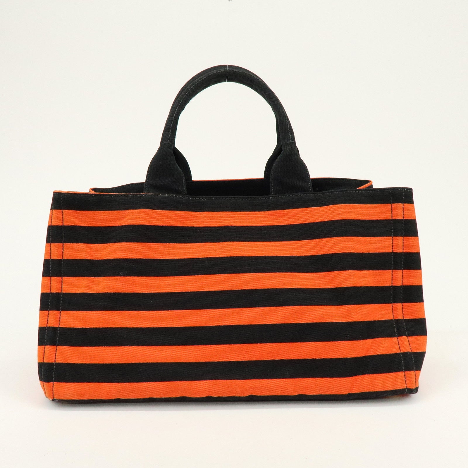 PRADA Triangle Logo Canapa Large Canvas Tote Bag Orange B1872B