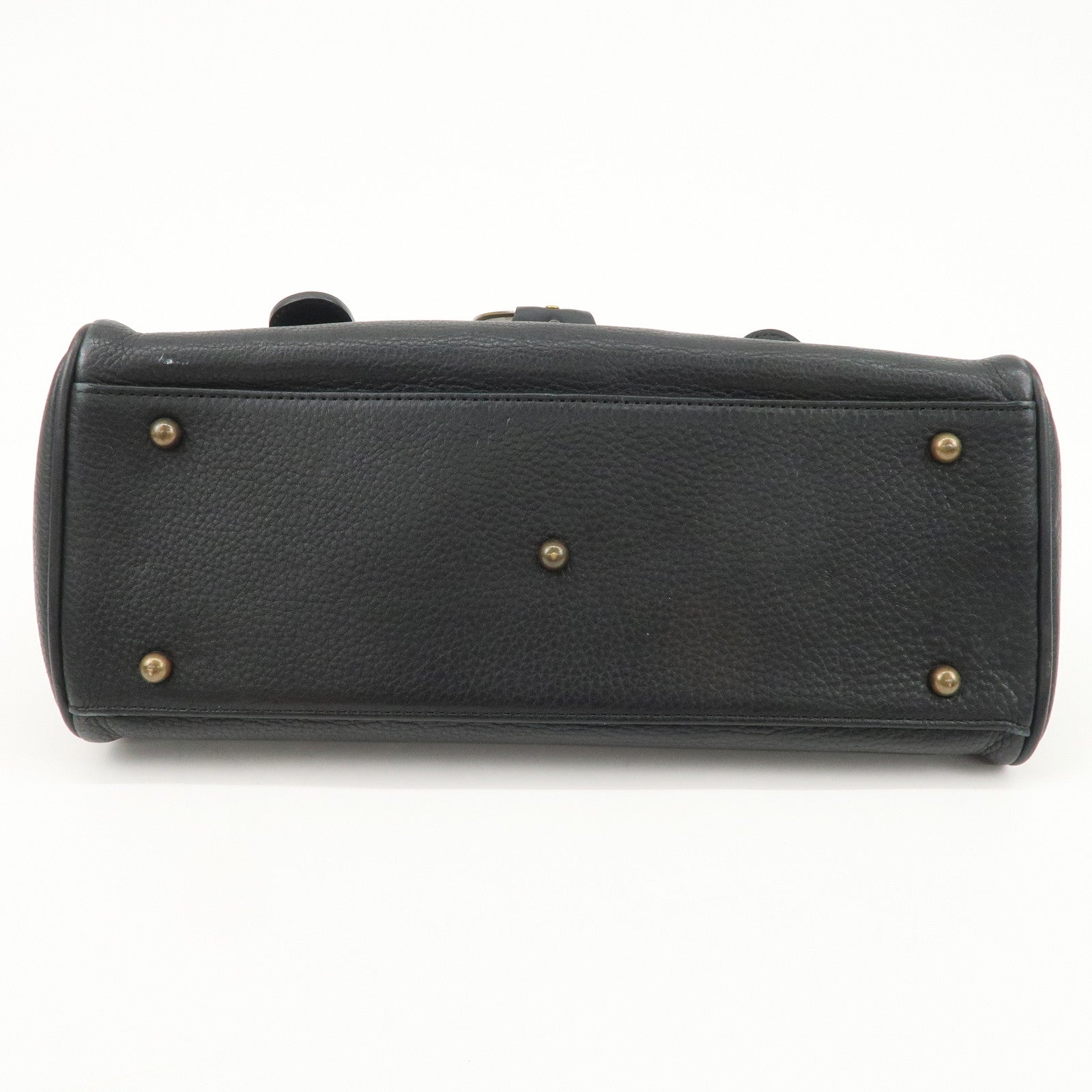 Chloe Logo Leather Shoulder Bag Hand Bag Black Gold Hardware Used