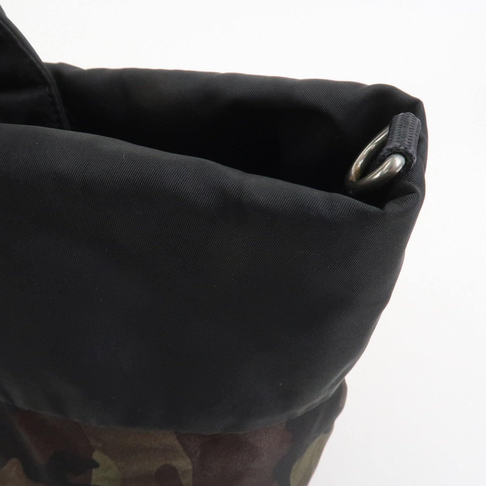 PRADATriangle Logo Nylon 2Way Hand Shoulder Bag Black Khaki BN1959