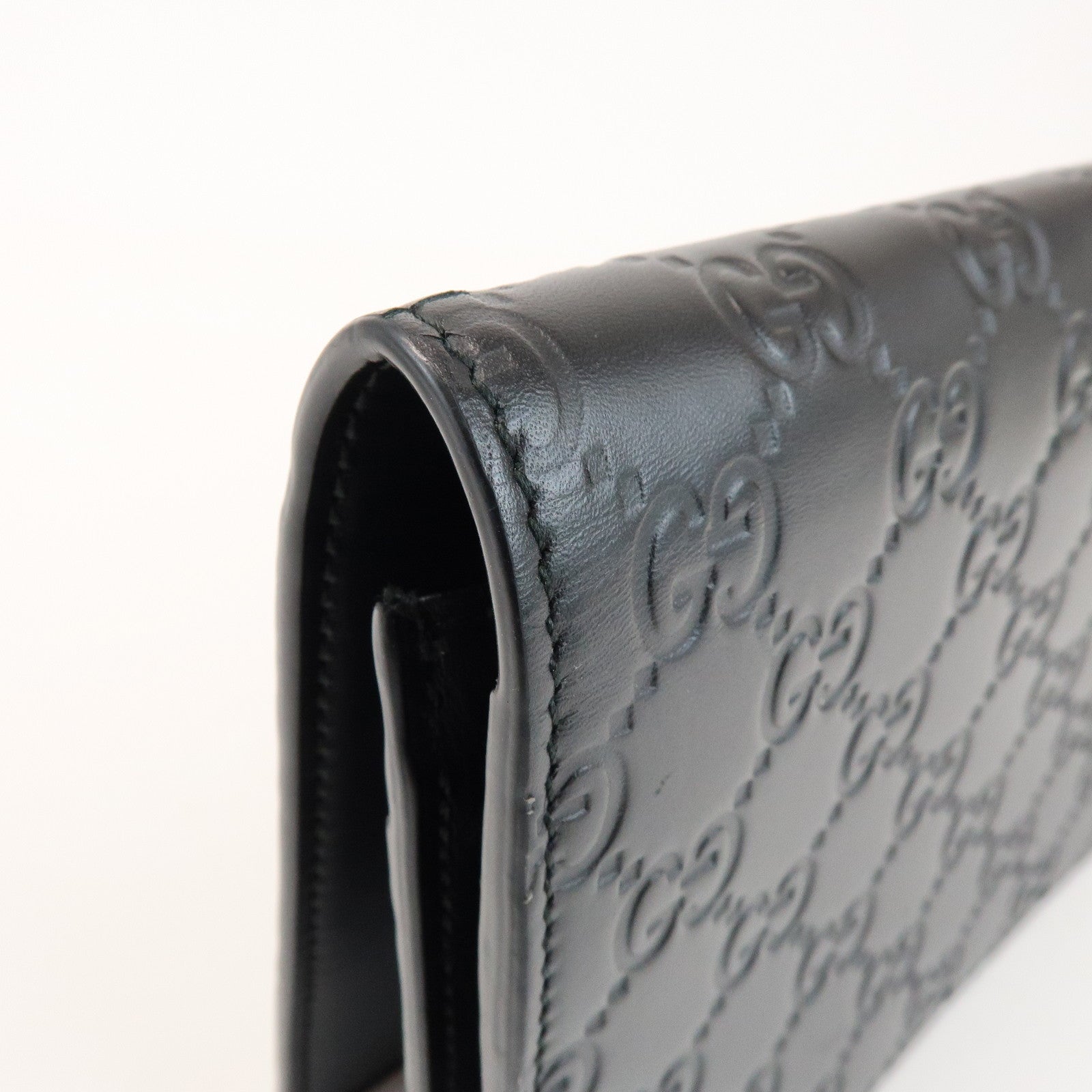 GUCCI Guccissima Leather Chain Long Wallet Cat Black 548060