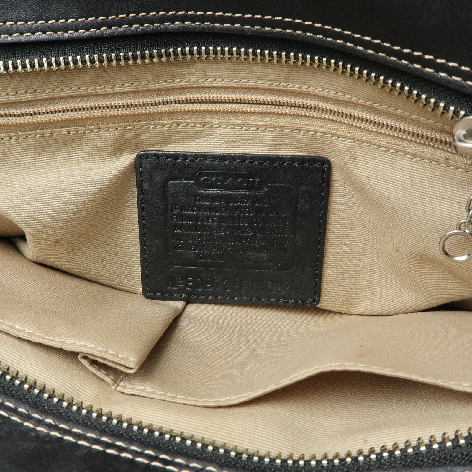 COACH Signature Set of 2 Canvas Leather Shoulder Bag Hand Bag Black