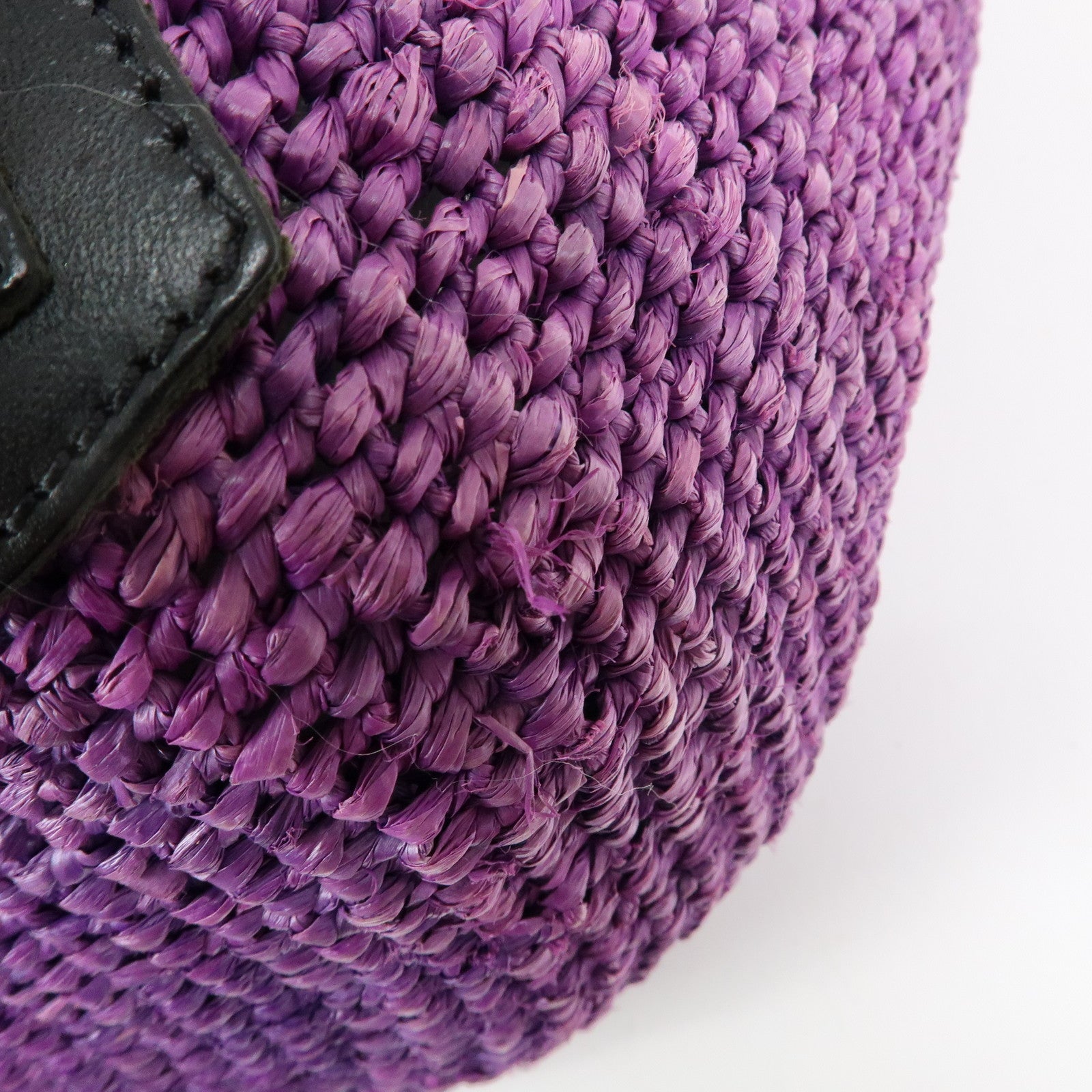BALENCIAGA Leather Raffia Small Hand Bag Purple Black 236741