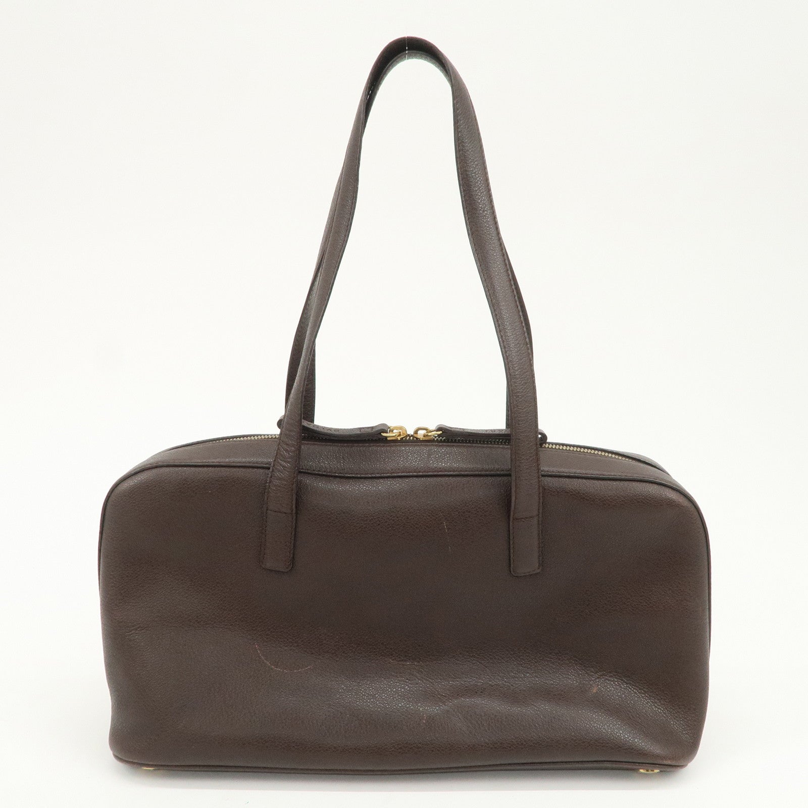 BVLGARI B-zero1 Leather Shoulder Bag Hand Bag Dark Brown