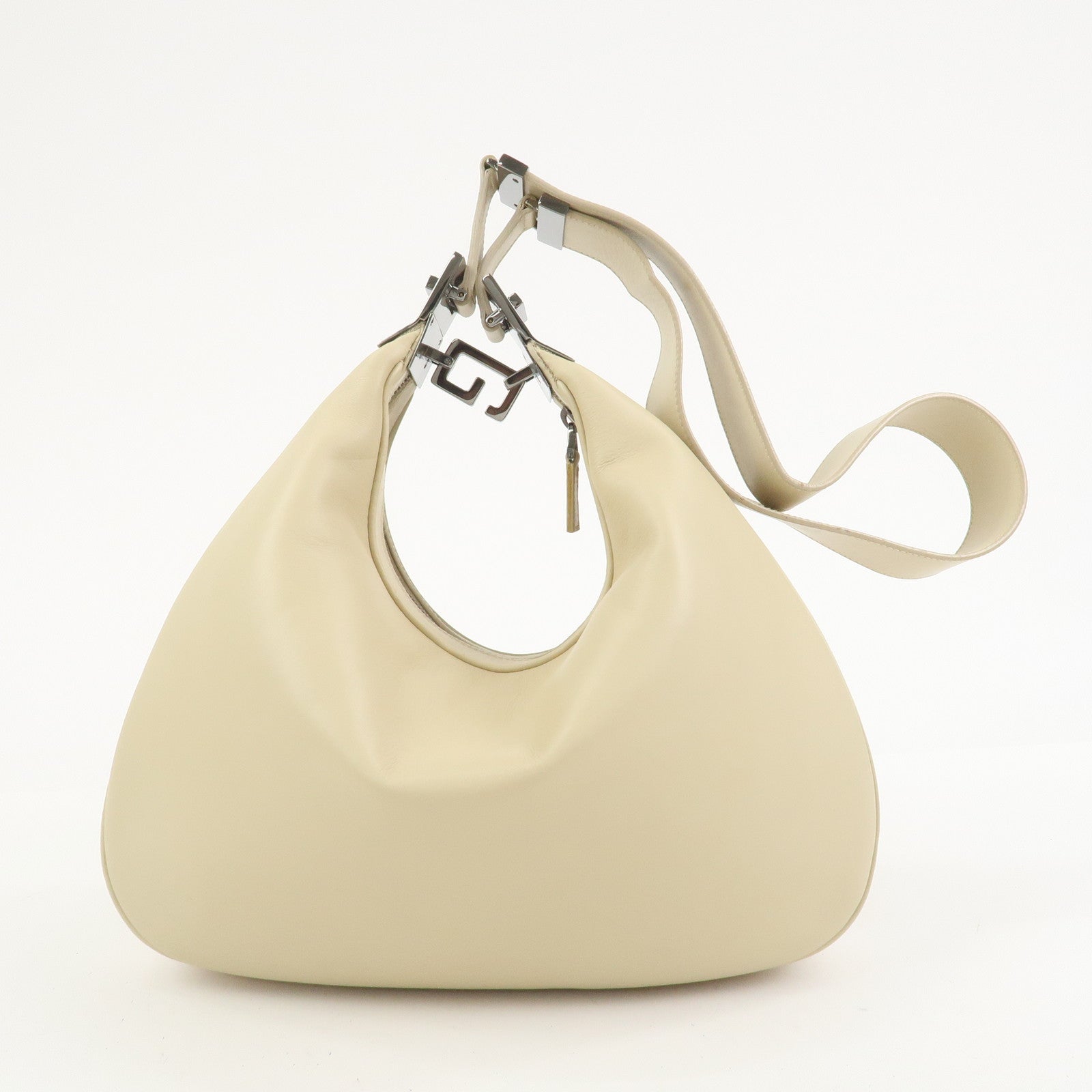 GUCCI Leather Shoulder Bag Ivory 001.3315
