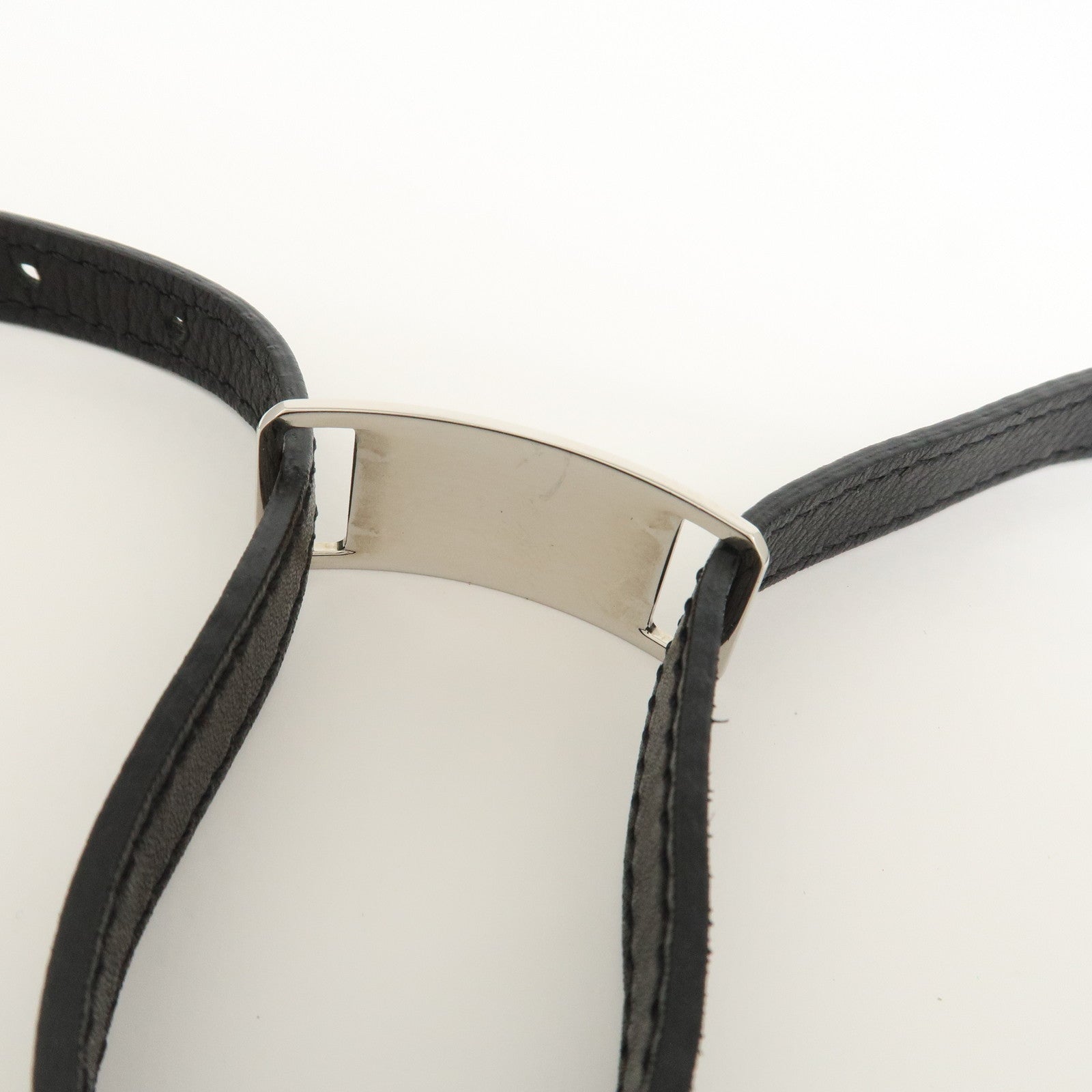 Louis Vuitton Leather Metal Double Tour Bracelet Black Silver