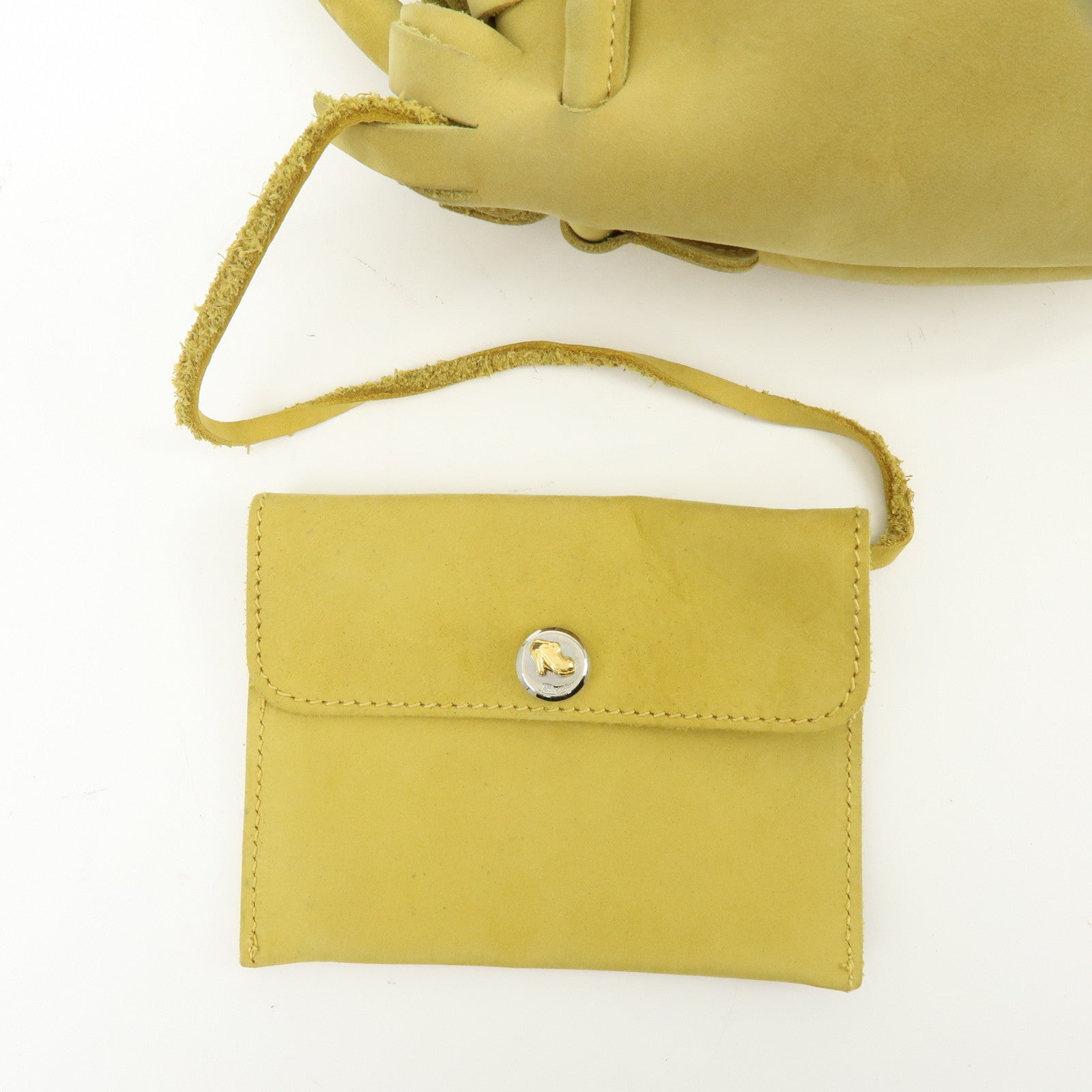 Ferragamo Suede Small Drawstring Hand Bag Yellow
