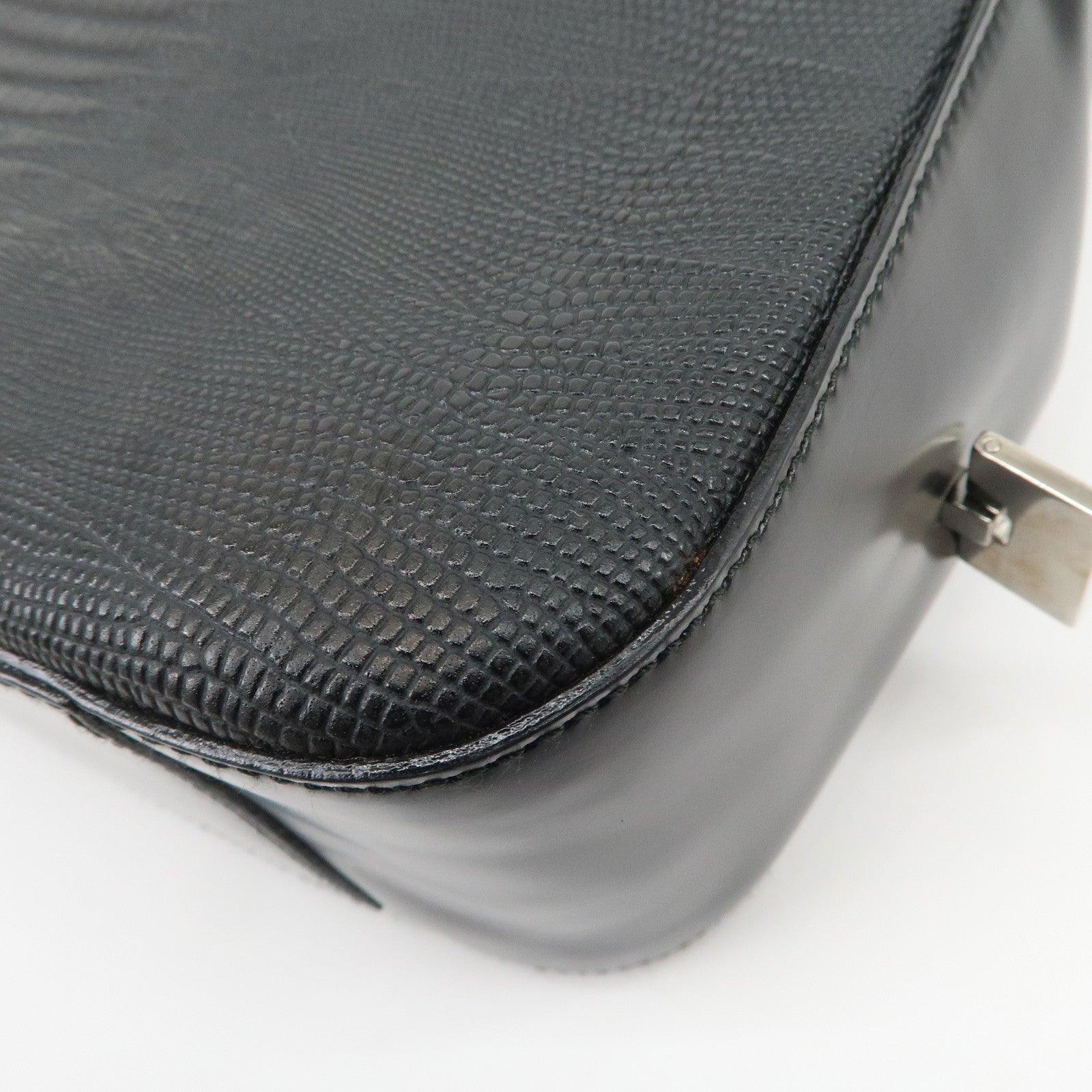 Ferragamo Gancini Embossed Leather Tote Bag Hand Bag Black