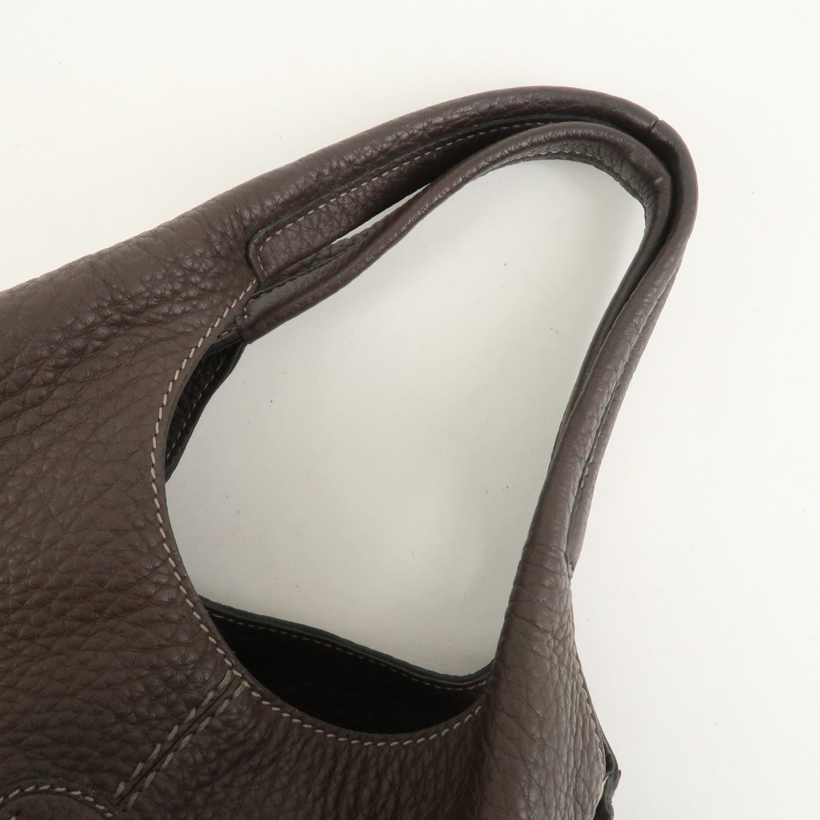 TOD'S Logo Leather Shoulder Bag Hand Bag Brown