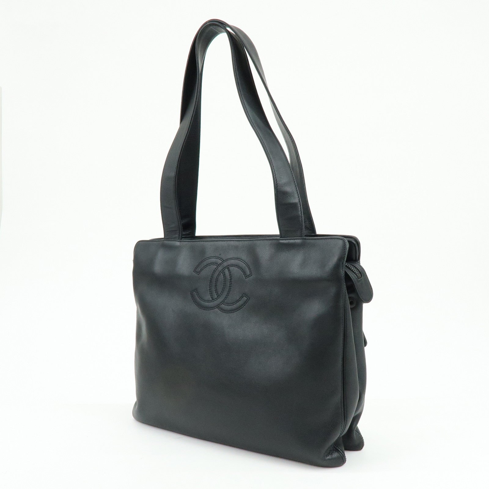 CHANEL COCO Mark Calf Leather Tote Bag Shoulder Bag Black A14305
