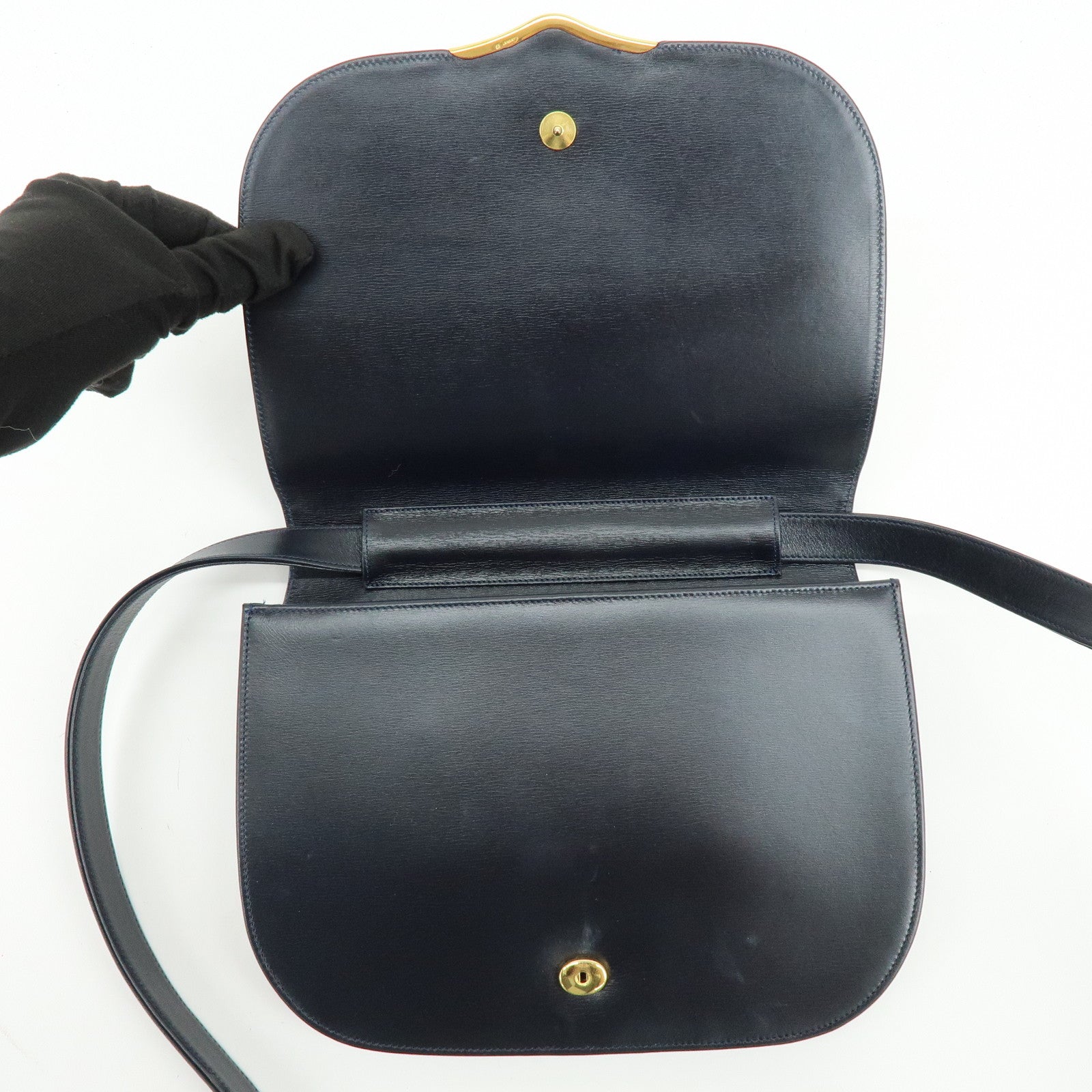 Cartier Leather Shoulder Bag Crossbody Bag Black