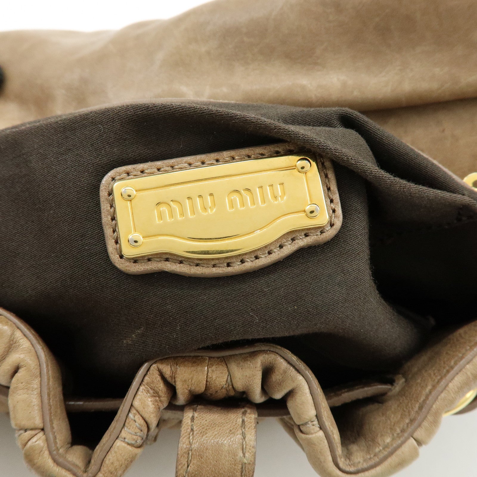 MIU MIU Matelasse Leather 2Way Bag Hand Bag Shoulder Bag Brown