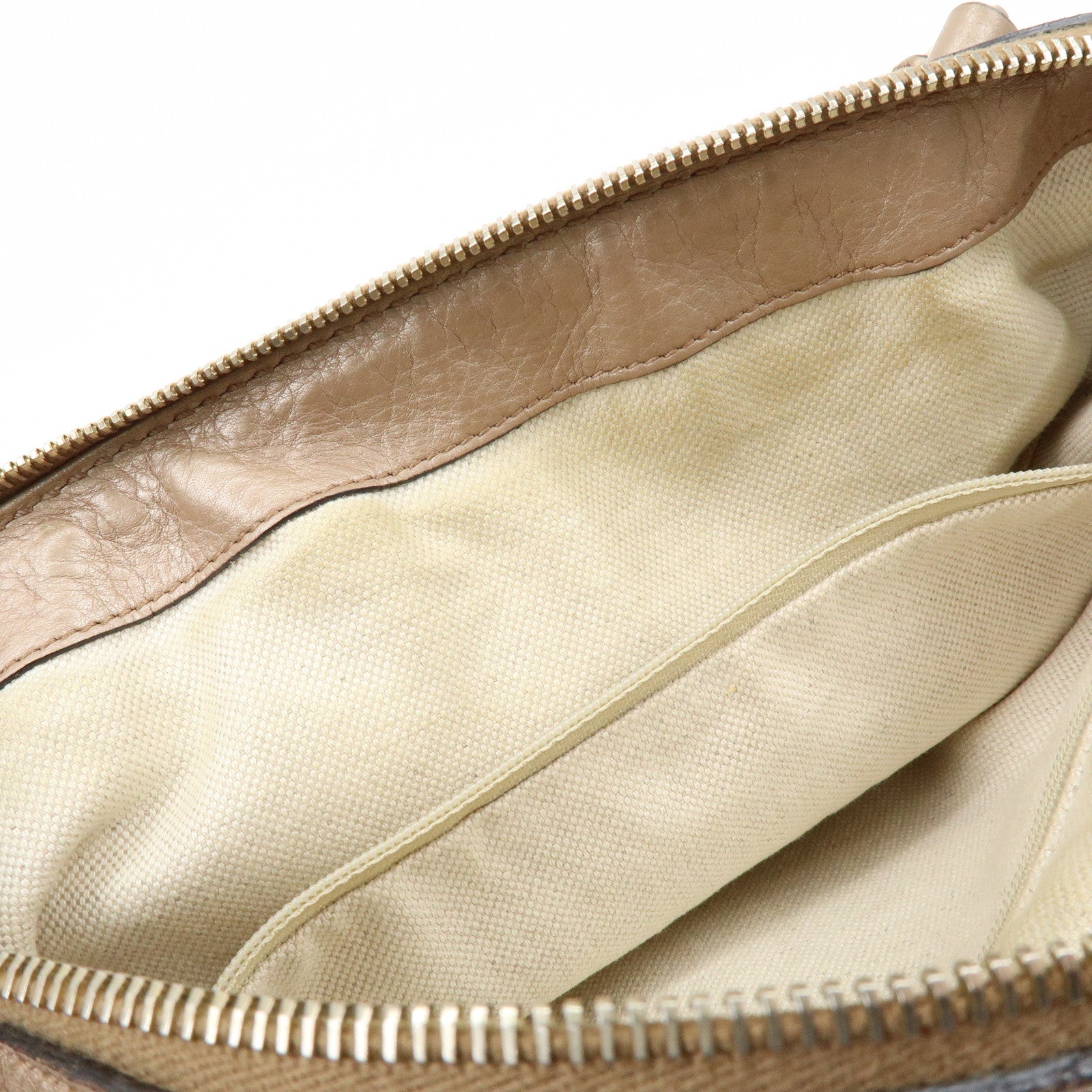 GUCCI Sukey Interlocking G Leather 2Way Bag Champagne Gold 247902