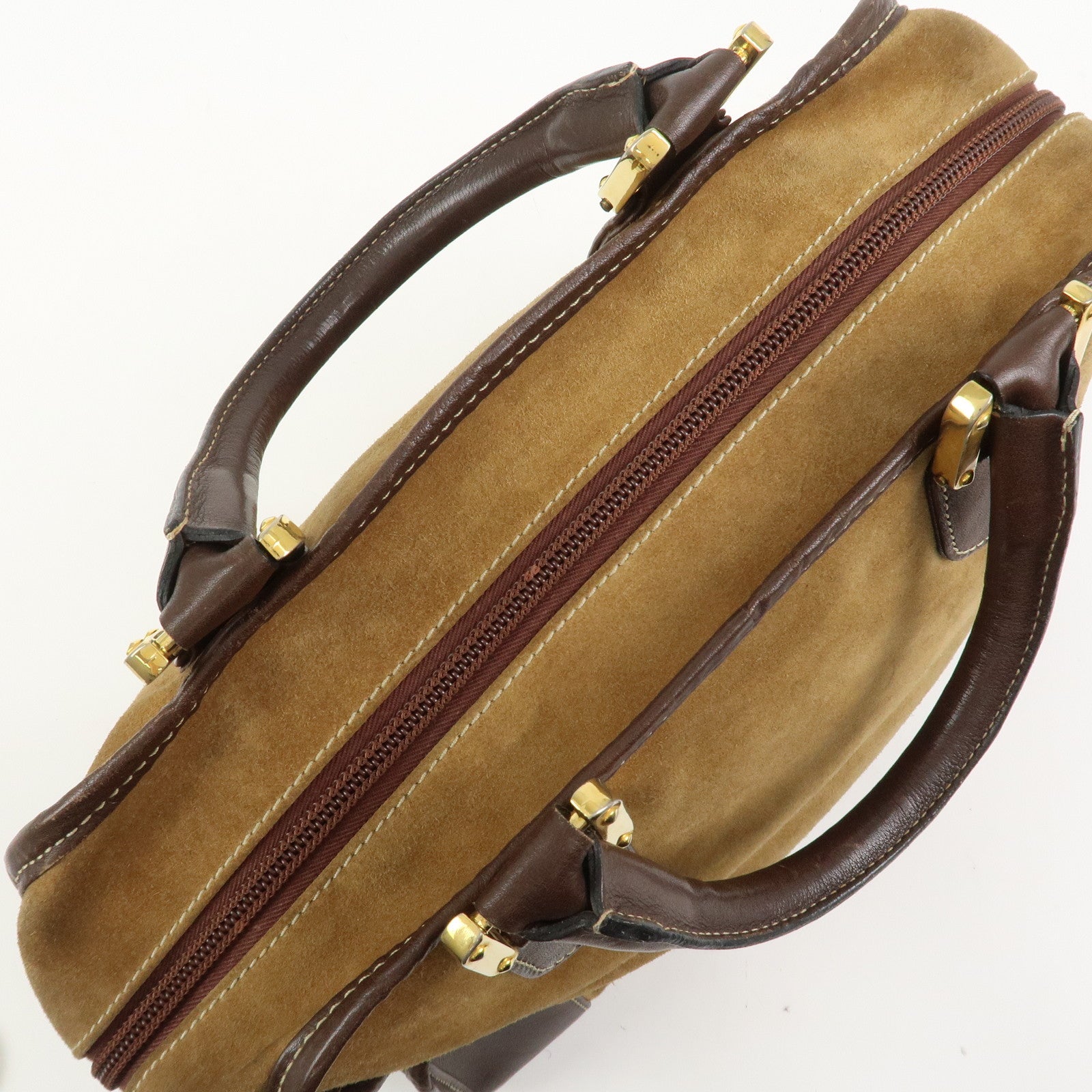 LOEWE Anagram Logo Amazona 32 Suede Hand Bag Boston Bag Camel