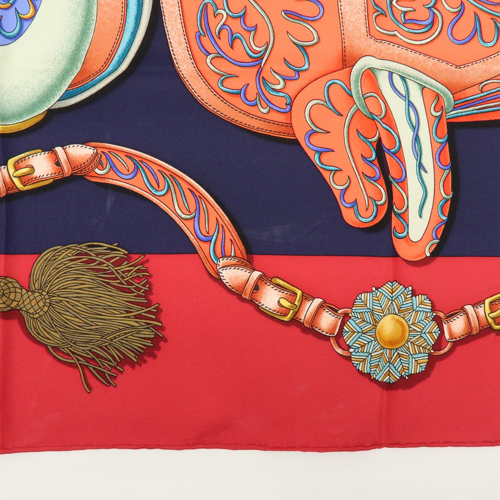 HERMES Carre 90 Silk 100% Scarf Festival Red Pink Blue