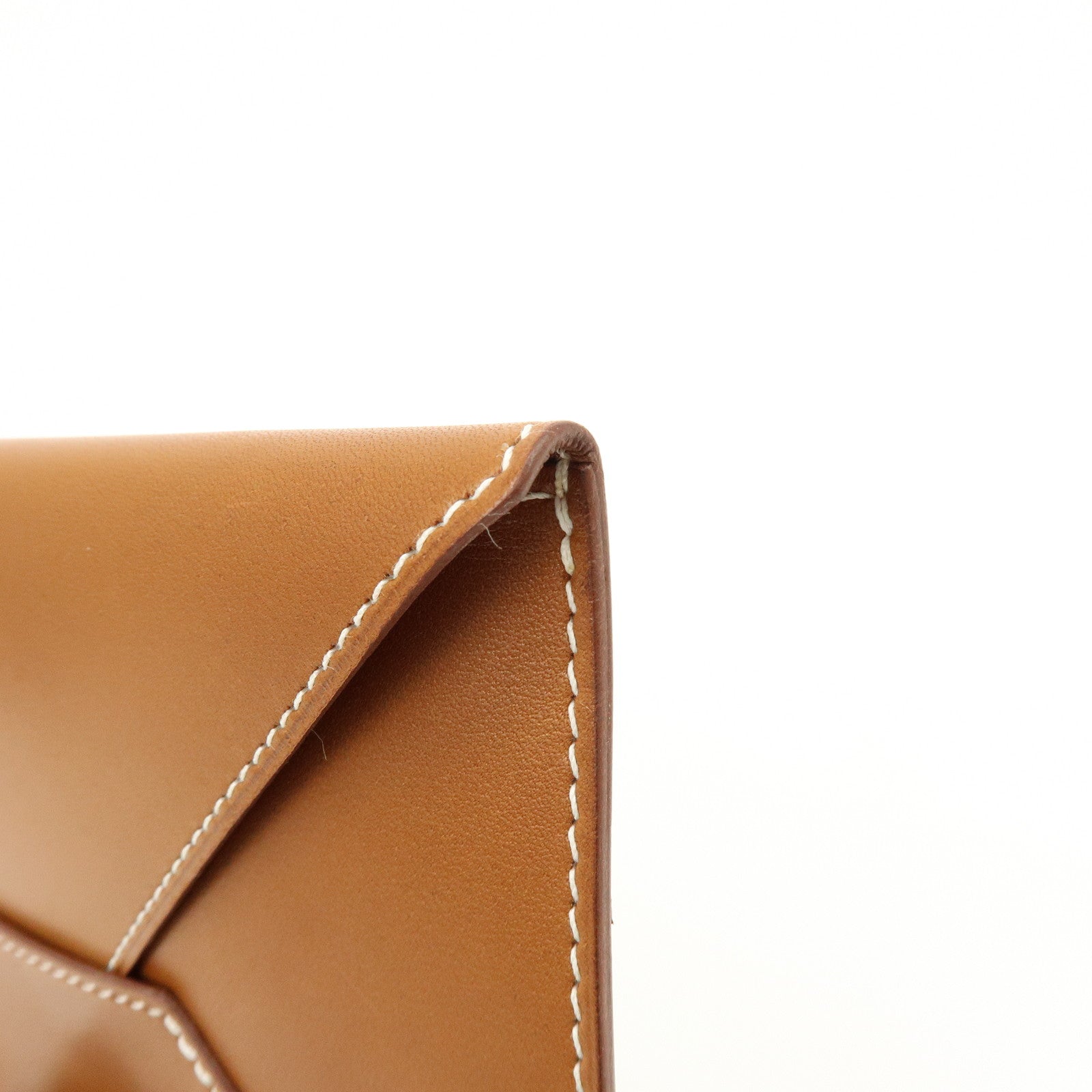 Hermes Enveloppe Box Calf Leather Card Case A Stamped Tan Brown