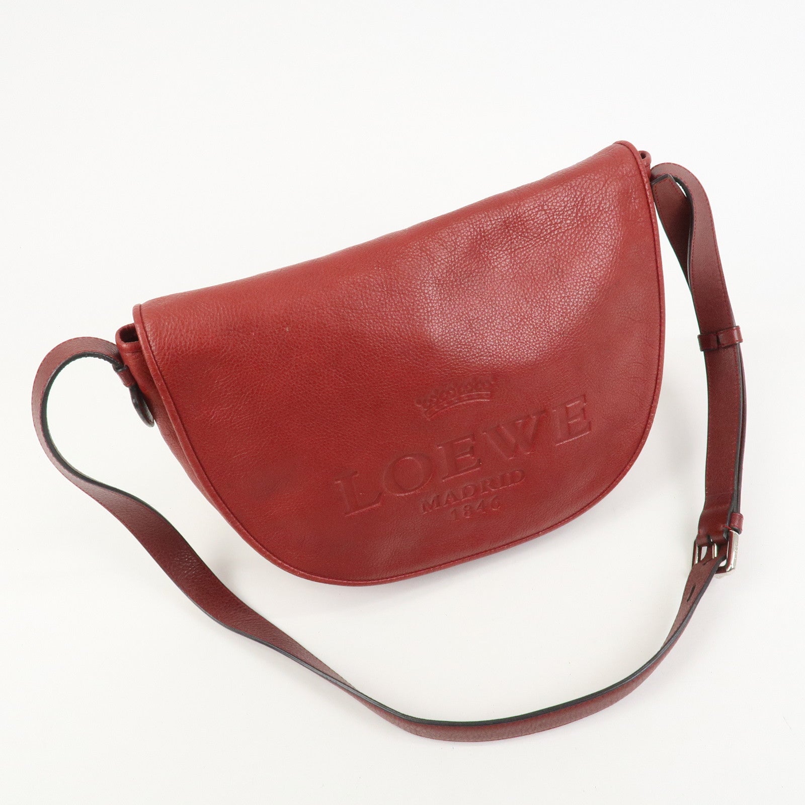 LOEWE Heritage Leather Shoulder Bag Crossbody Bag Red