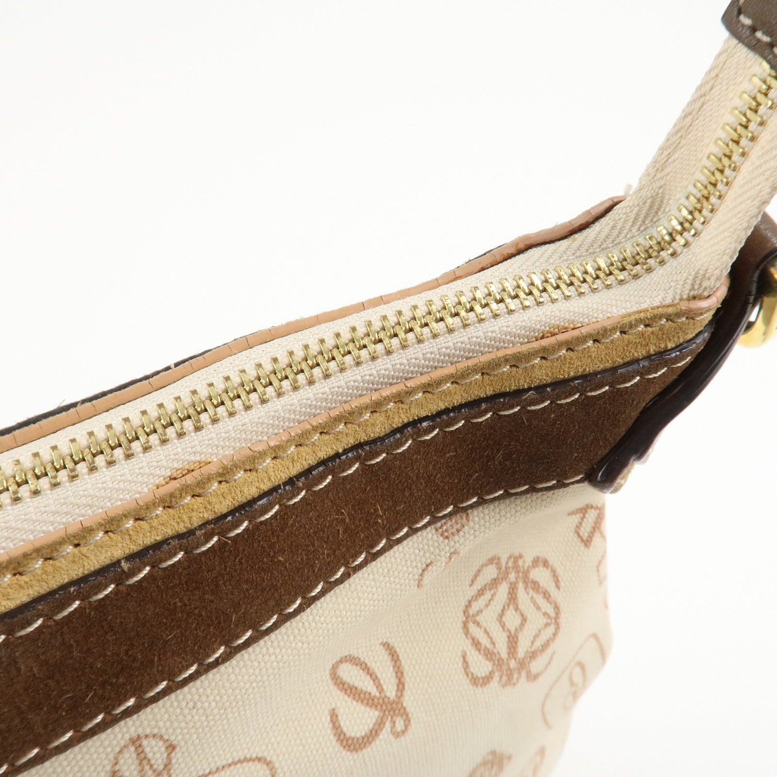 LOEWE Anagram Canvas Suede Leather Shoulder Bag 160th Anniversary