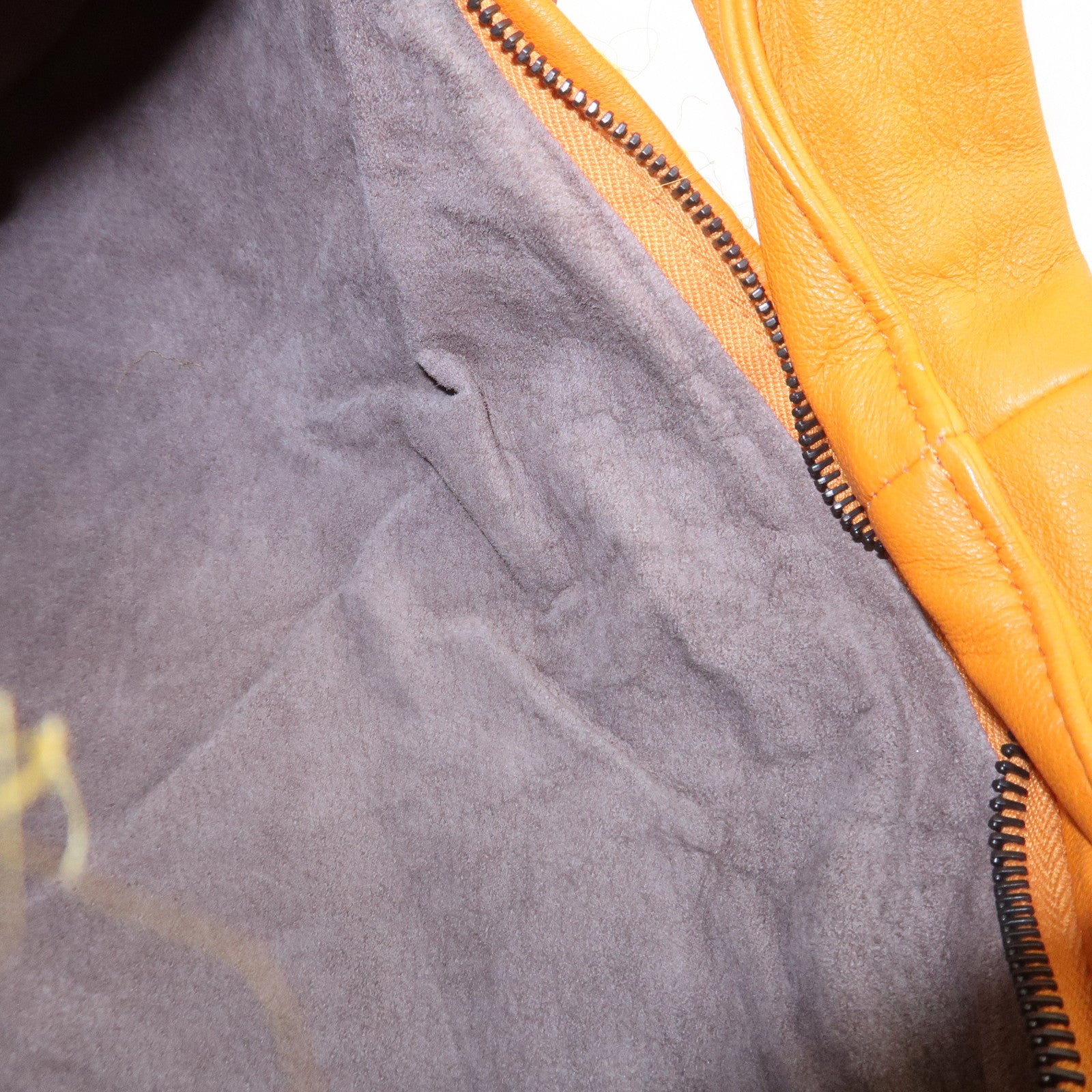 BOTTEGA VENETA Hobo Leather Cotton Shoulder Bag Orange Yellow