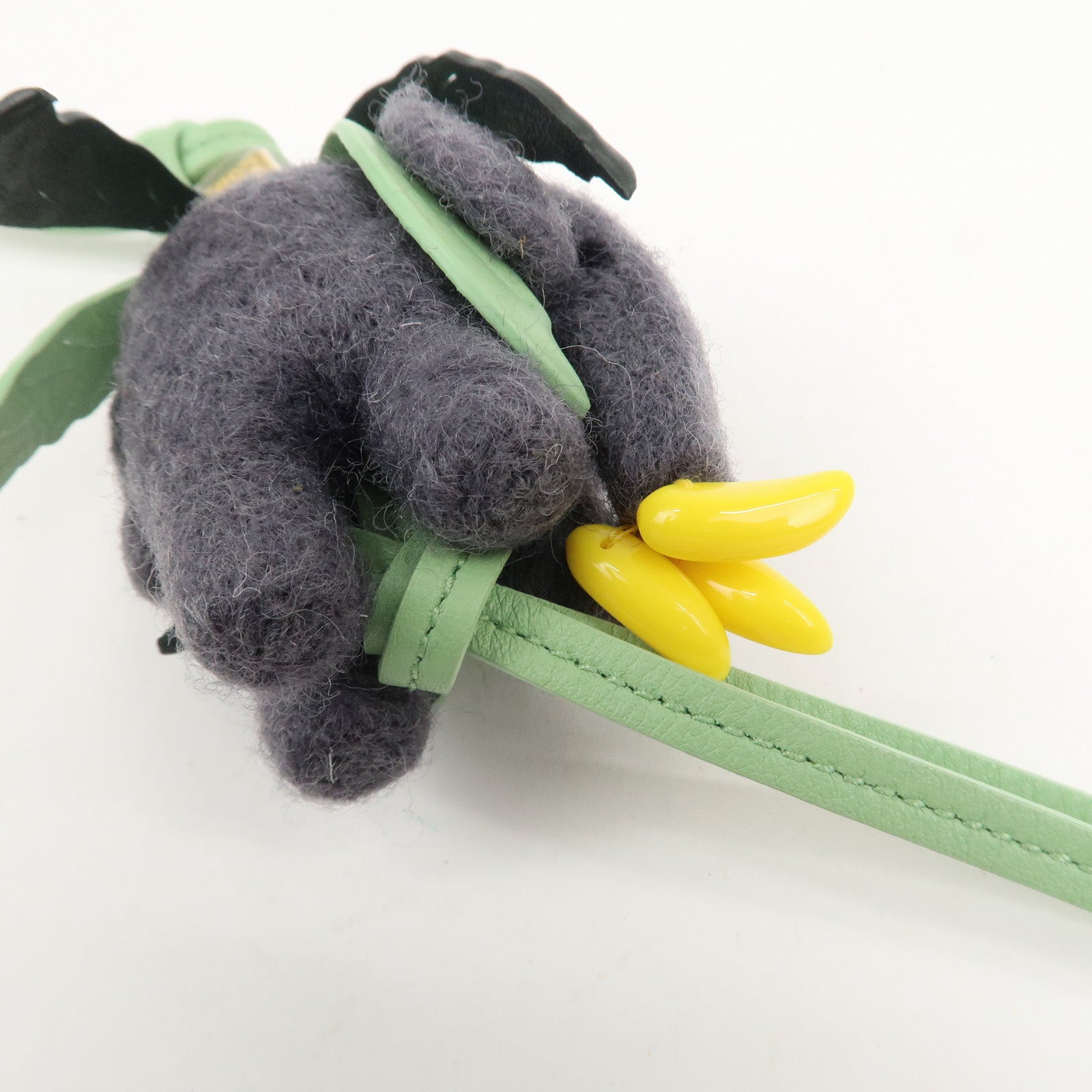 LOEWE Suna Fujita Calf Leather Felt Elephant Bag Charm Gray