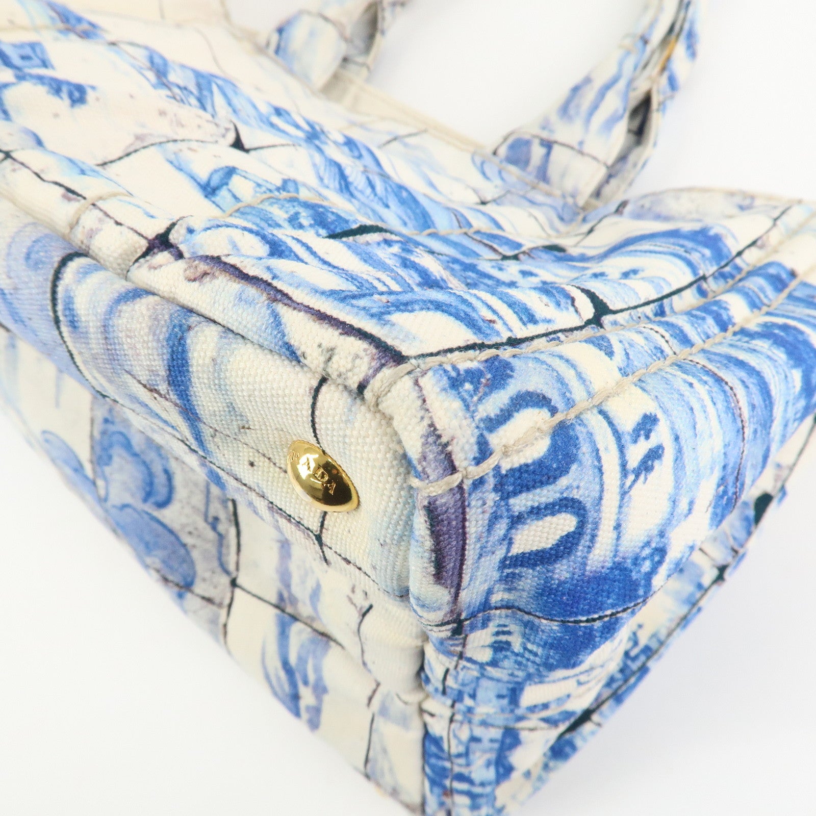 PRADA Canapa Large Denim 2Way Bag Tote Bag Shoulder Bag Blue B1872B
