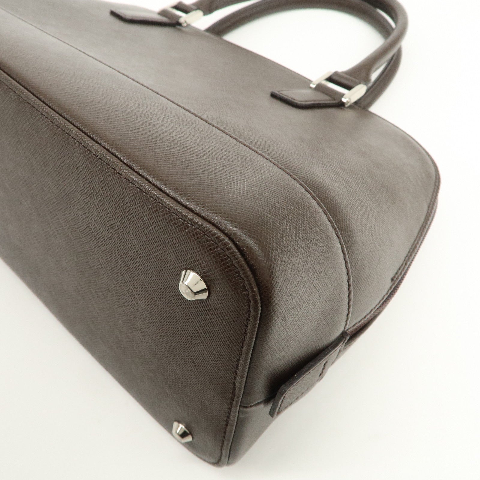 BURBERRY Logo Leather Hand Bag Brown
