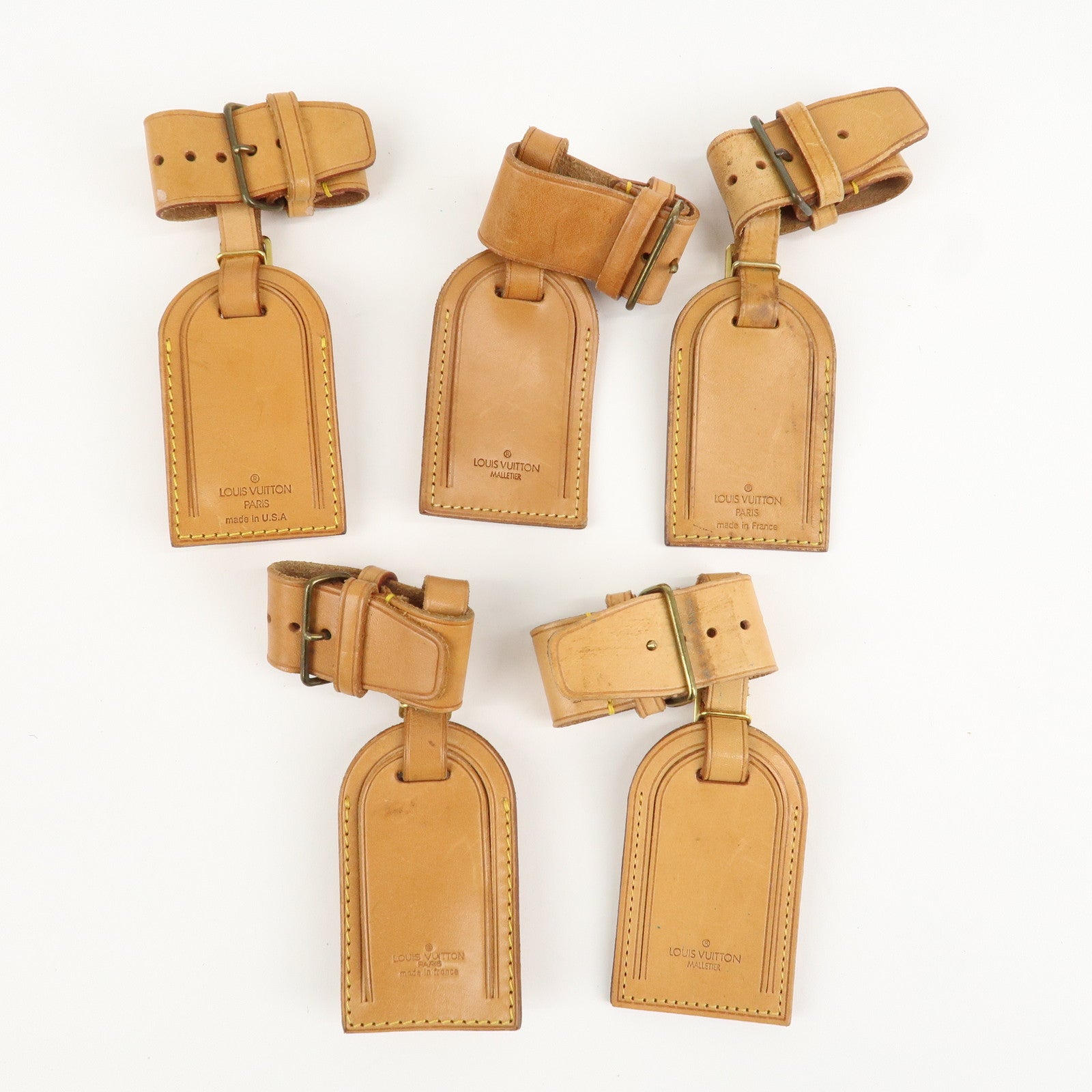 Louis Vuitton Set of 10 Leather Name Tag & Poignet Natural Used