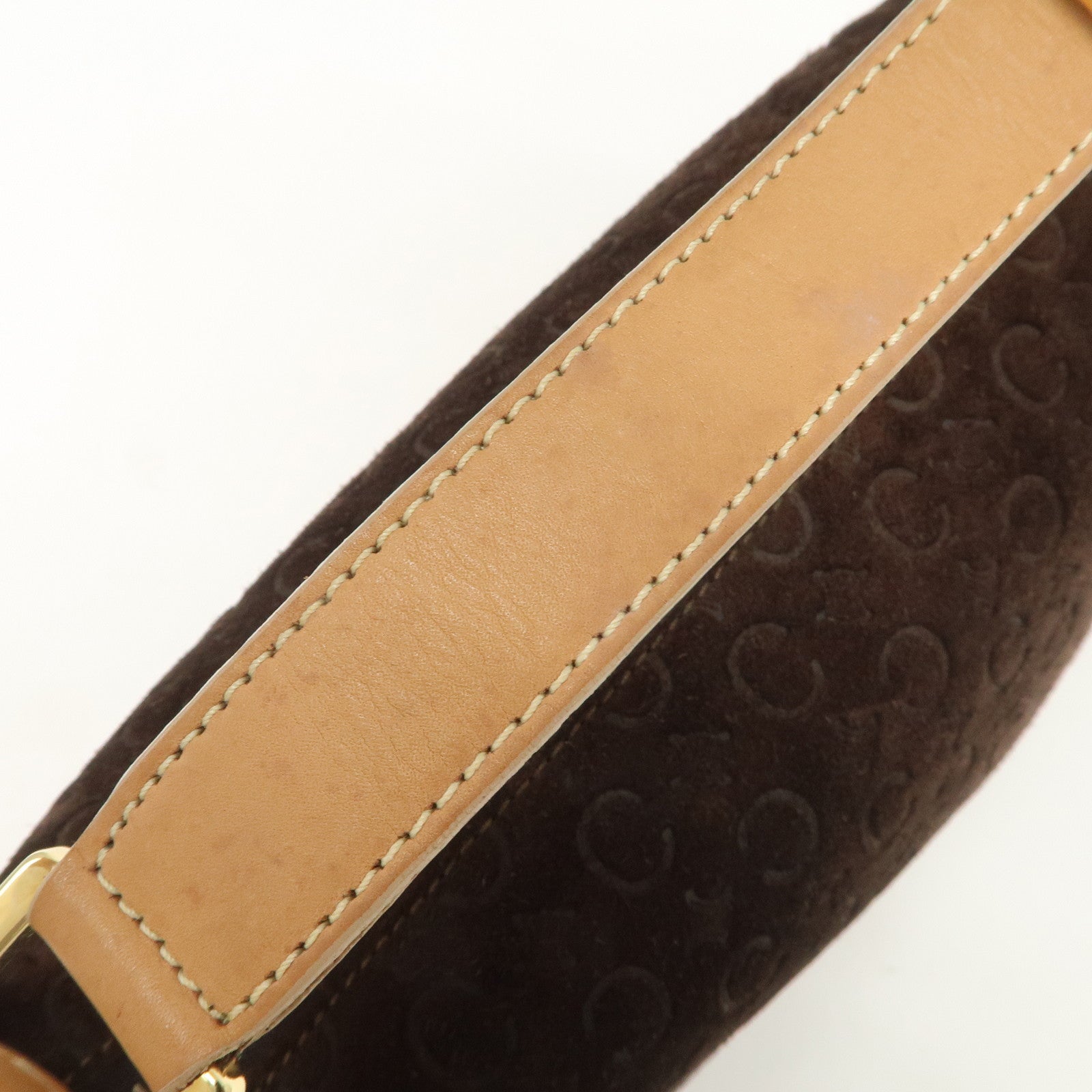 CELINE Macadam Leather Suede Shoulder Bag Hand Bag Brown